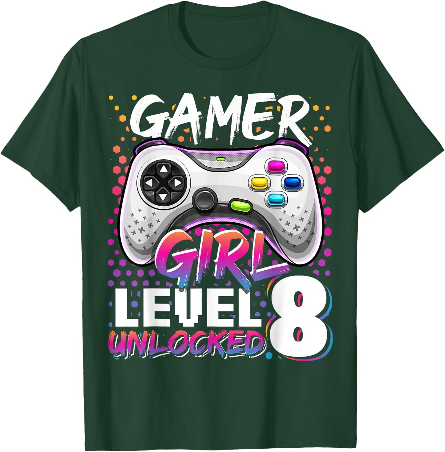 Gamer Girl Level 8 Unlocked Video Game 8th Birthday Gift T-Shirt - T-Shirt | Forest