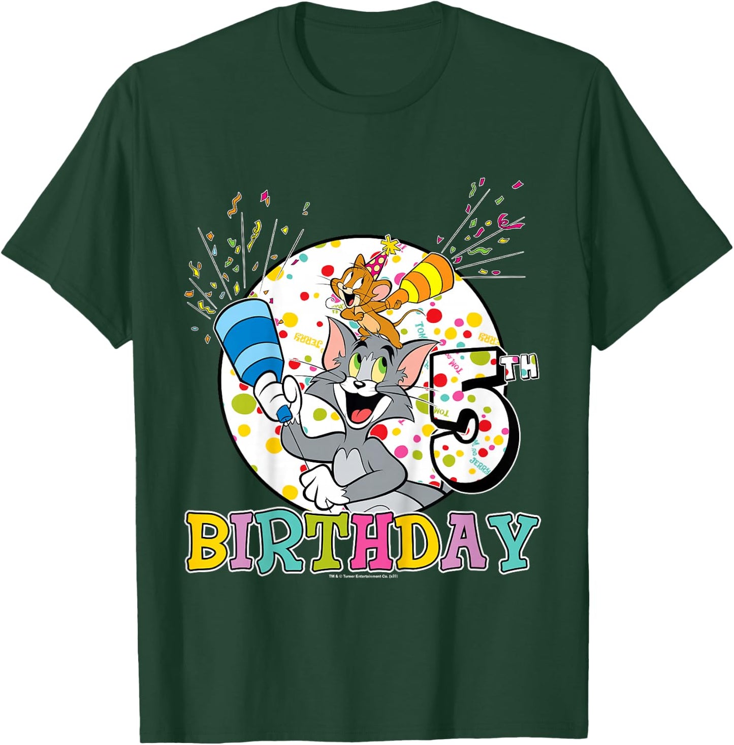 Kids Tom and Jerry 5th Birthday Portrait T-Shirt - T-Shirt | Forest