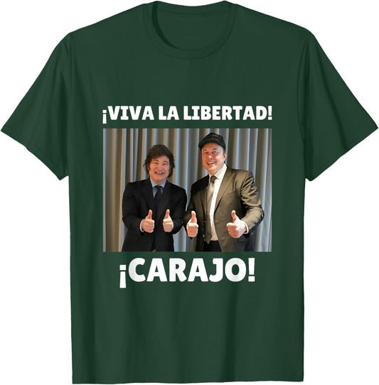 Viva la libertad carajo! | Javier Milei et Elon Musk , Black, S T-Shirt - T-Shirt | Forest