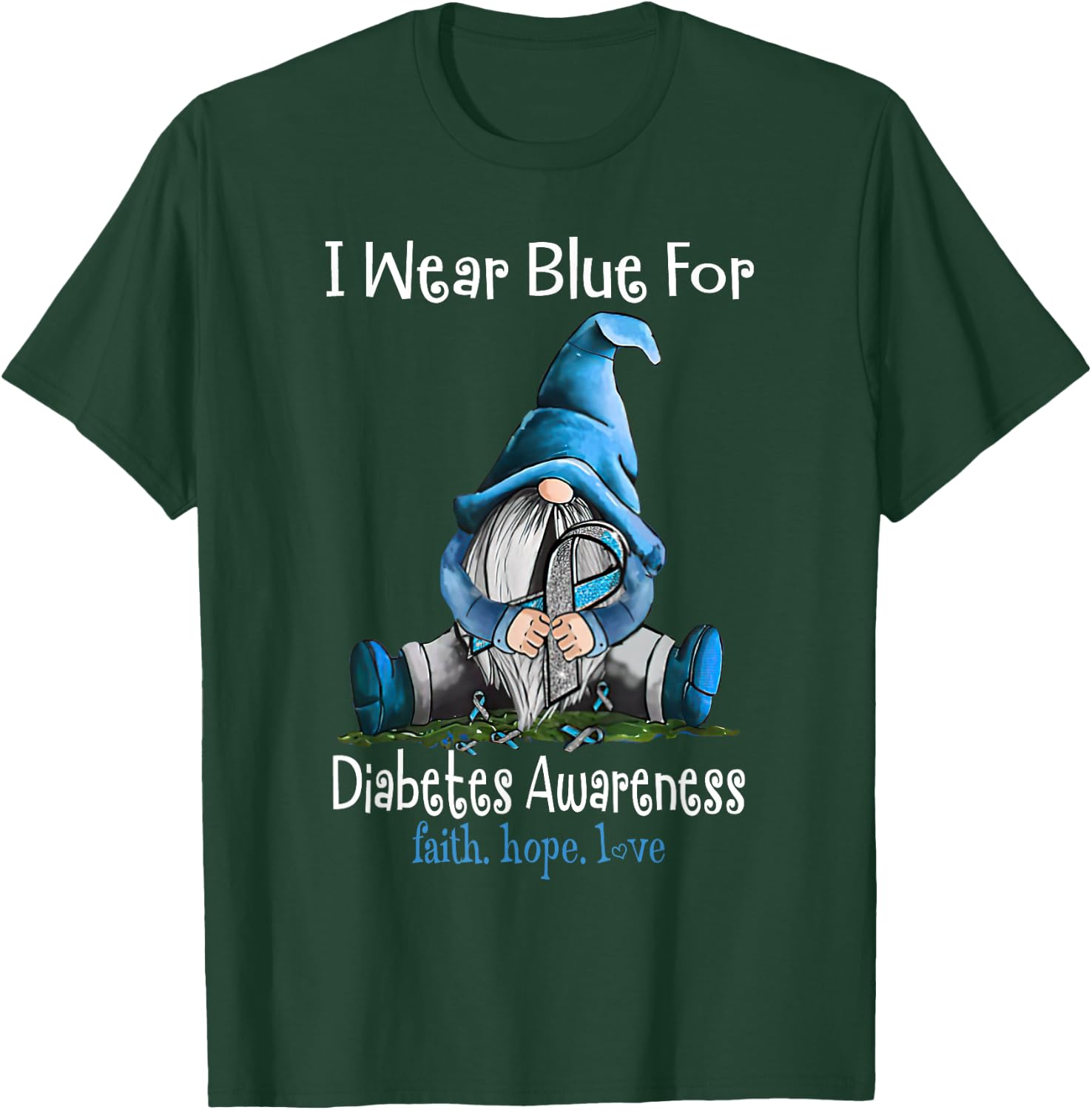 November Diabetes Awareness Month Funny Gnomes Wear Blue T-Shirt - T-Shirt | Forest