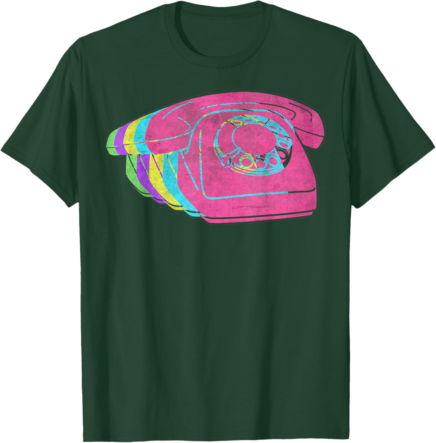 Phone Telephone Classic. 80s. Colors. 1980s. T-Shirt - T-Shirt | Forest