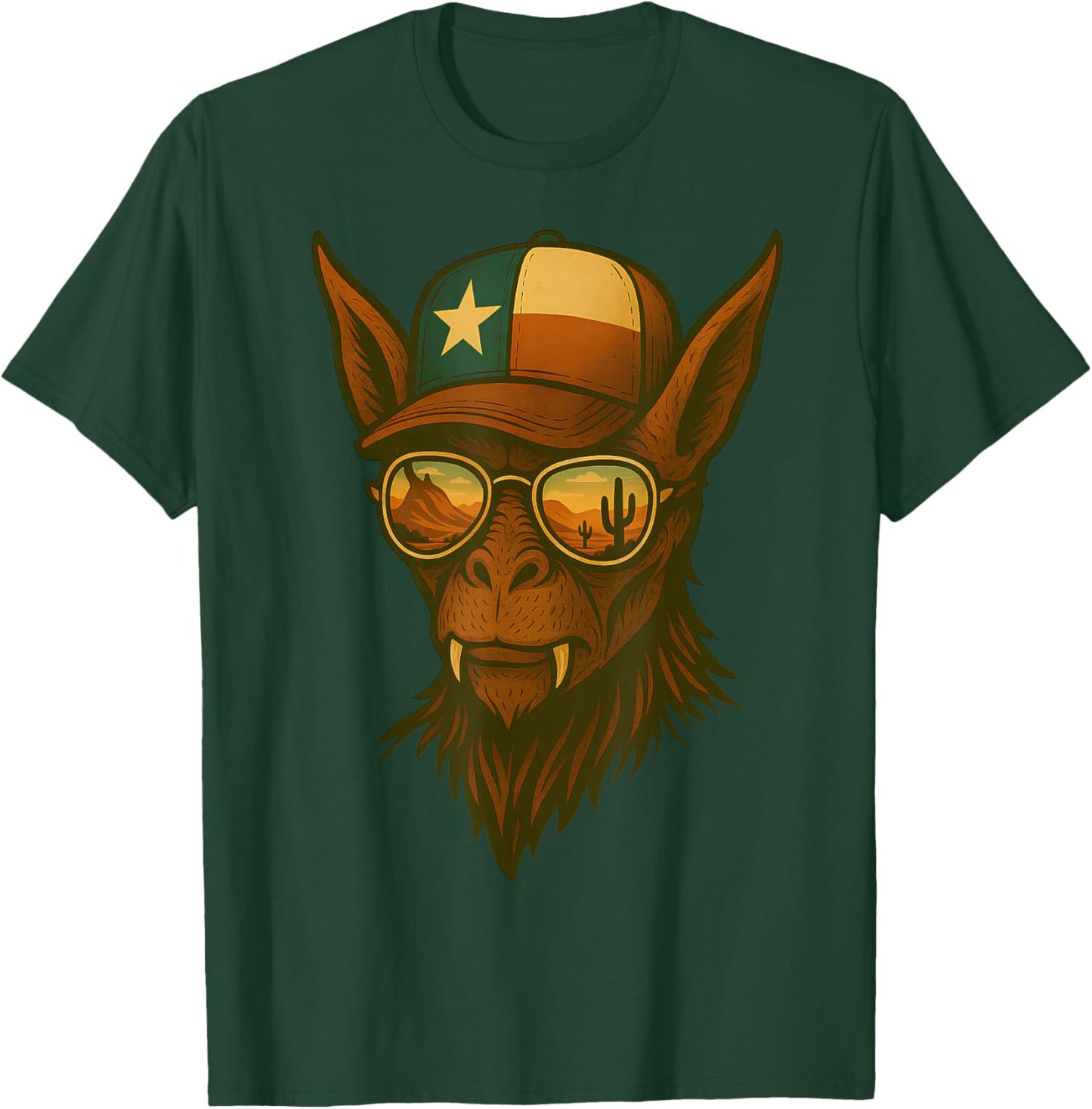 Texas Chupacabra Desert Reflection Mythical Cryptid Art T-Shirt - T-Shirt | Forest
