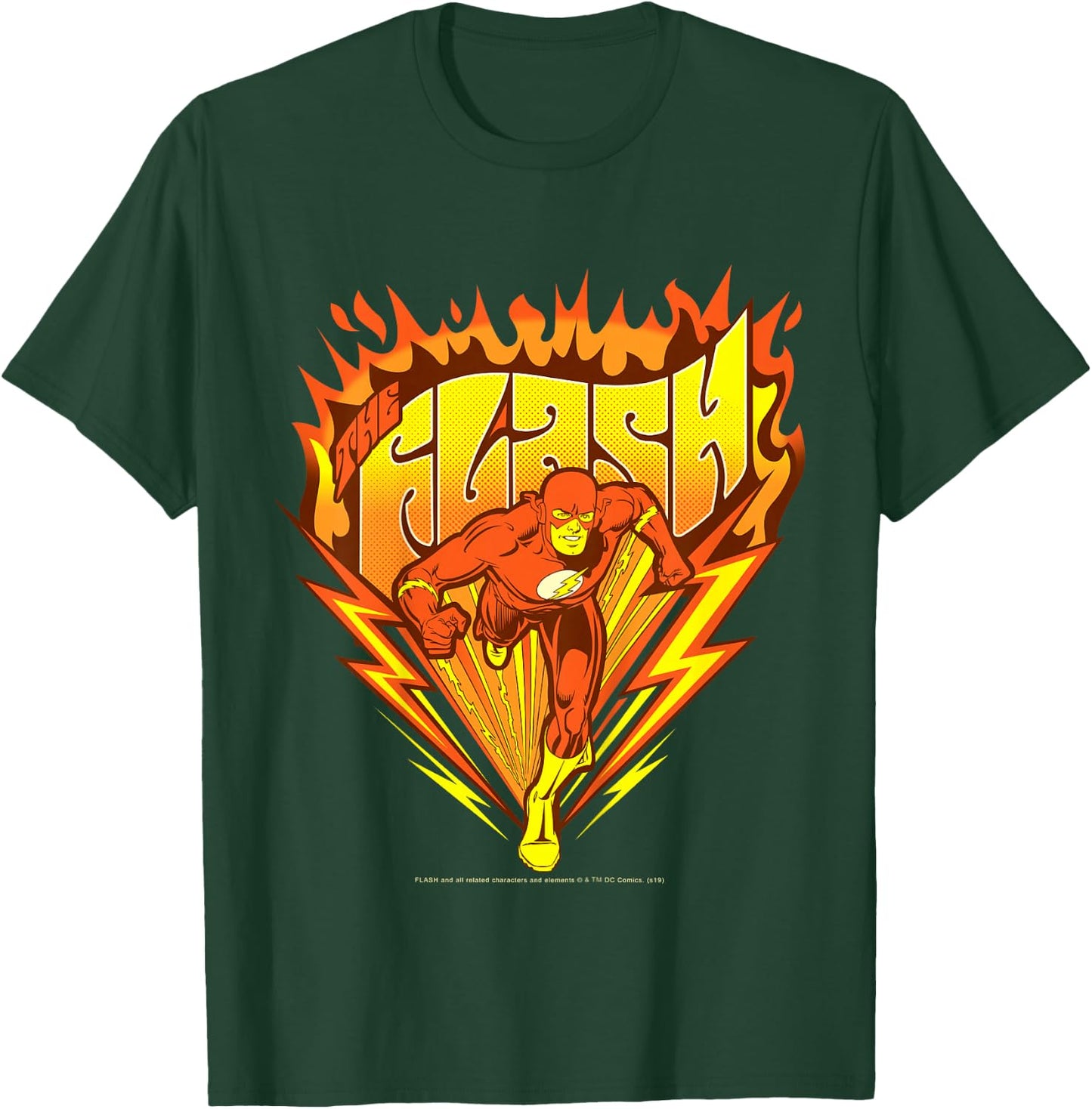 Kids DC Comics The Flash Flames Pop Art Poster T-Shirt - T-Shirt | Forest
