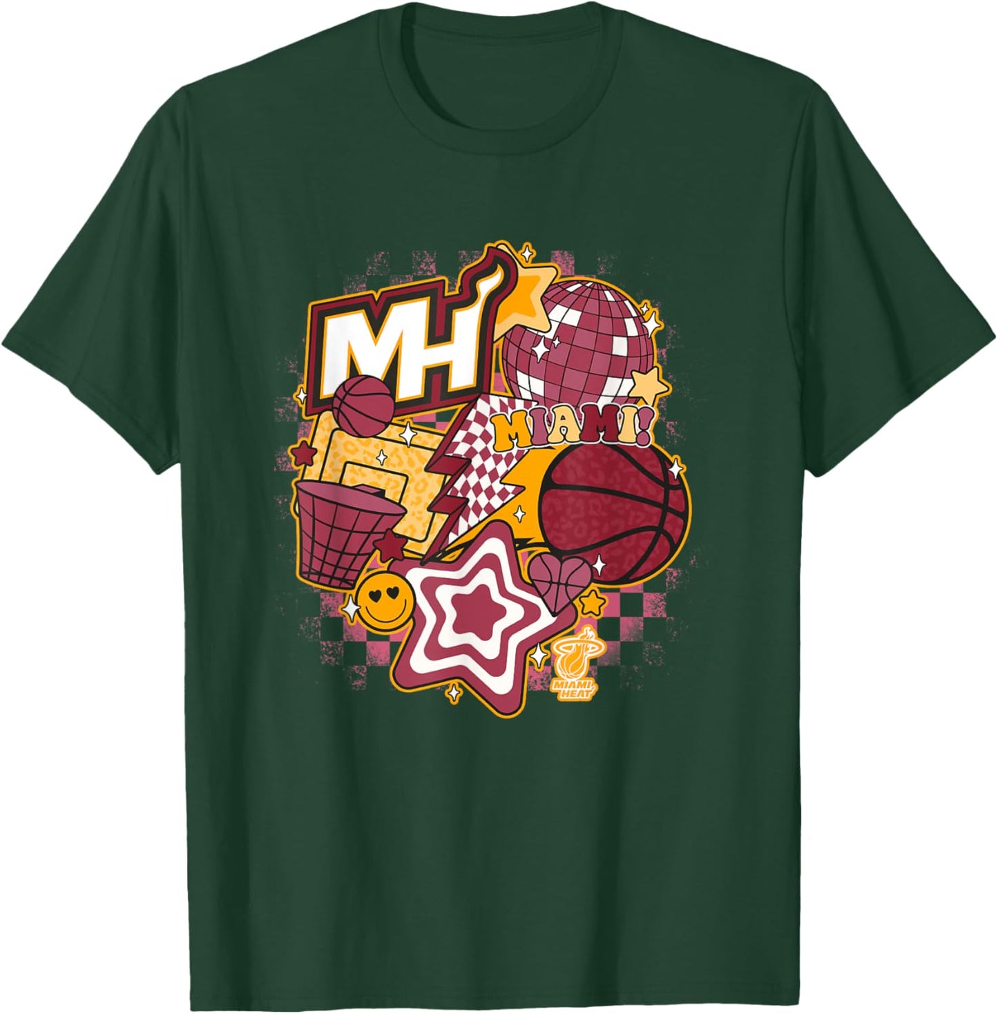 NBA Miami Heat Psychedelic Basketball Collage T-Shirt - T-Shirt | Forest