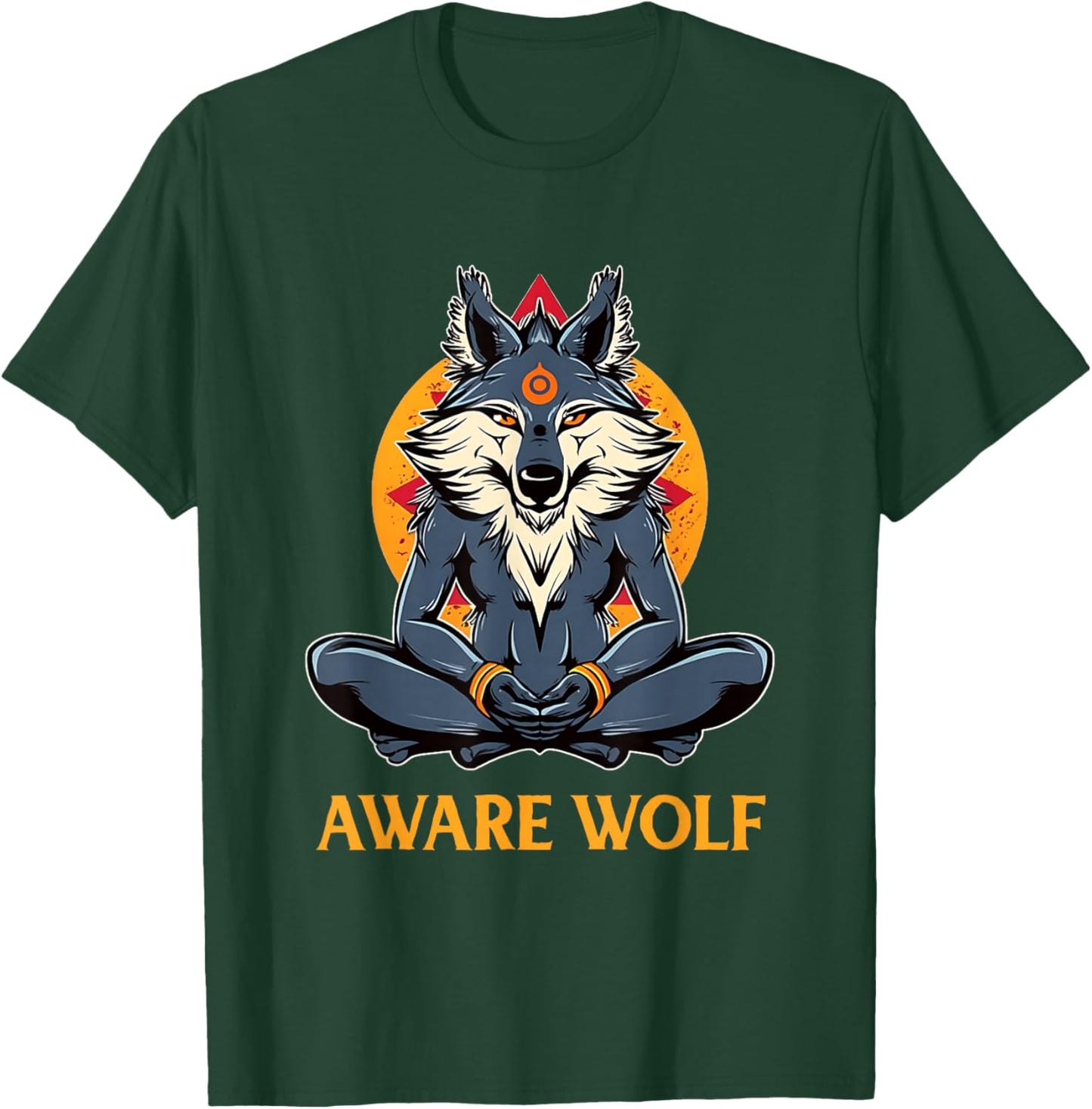 Awarewolf Aware Wolf Yoga Meditation Namaste Yogi Workout T-Shirt - T-Shirt | Forest
