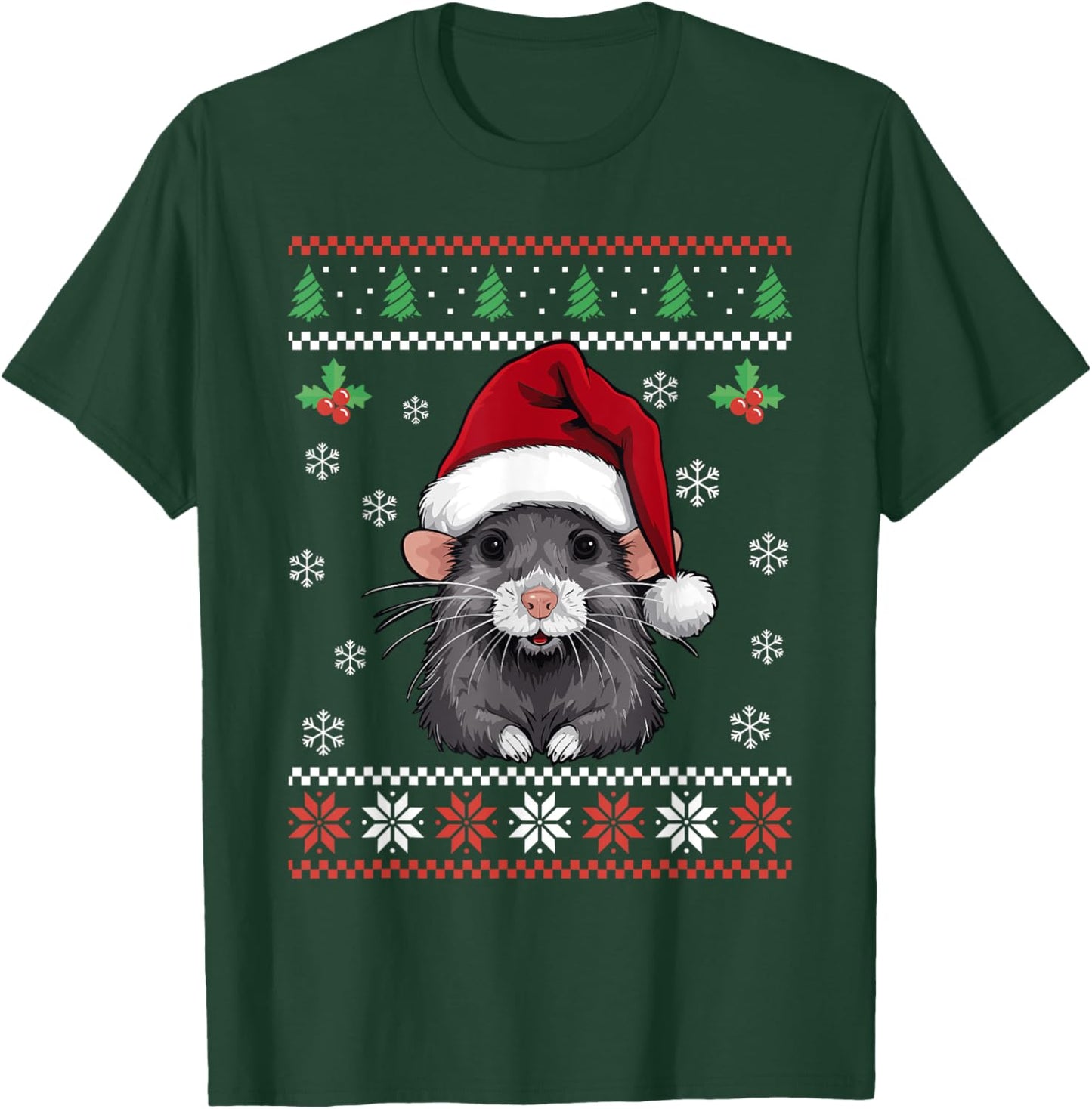Rat Ugly Christmas Sweater Mouse Xmas for Adults Kids T-Shirt - T-Shirt | Forest
