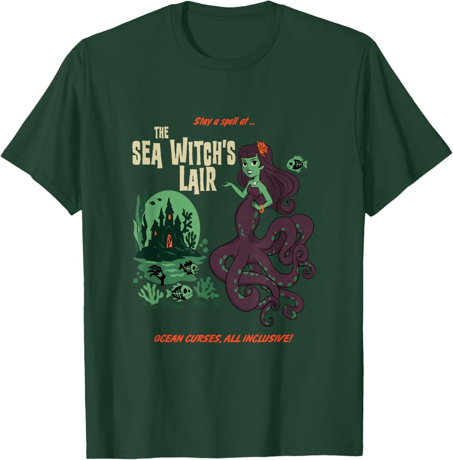 Sea Witch's Lair - Retro Kitsch, Mermaid & Witch core T-Shirt - T-Shirt | Forest