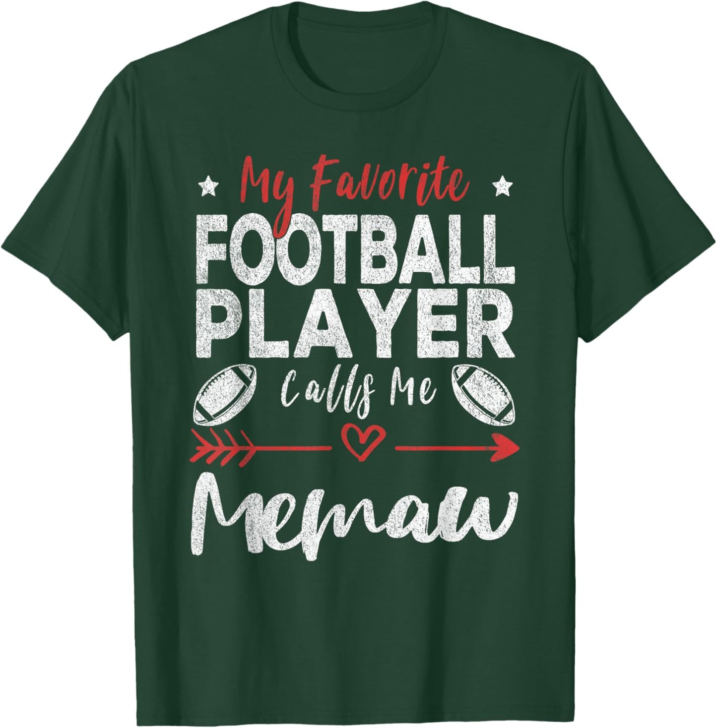 My Favorite Football Player Calls Me Memaw Football Grandma T-Shirt - T-Shirt | Forest