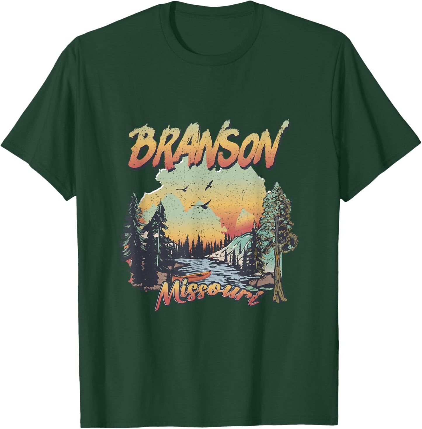 Vintage Branson Missouri Nature Mountain Hiking Souvenir T-Shirt - T-Shirt | Forest