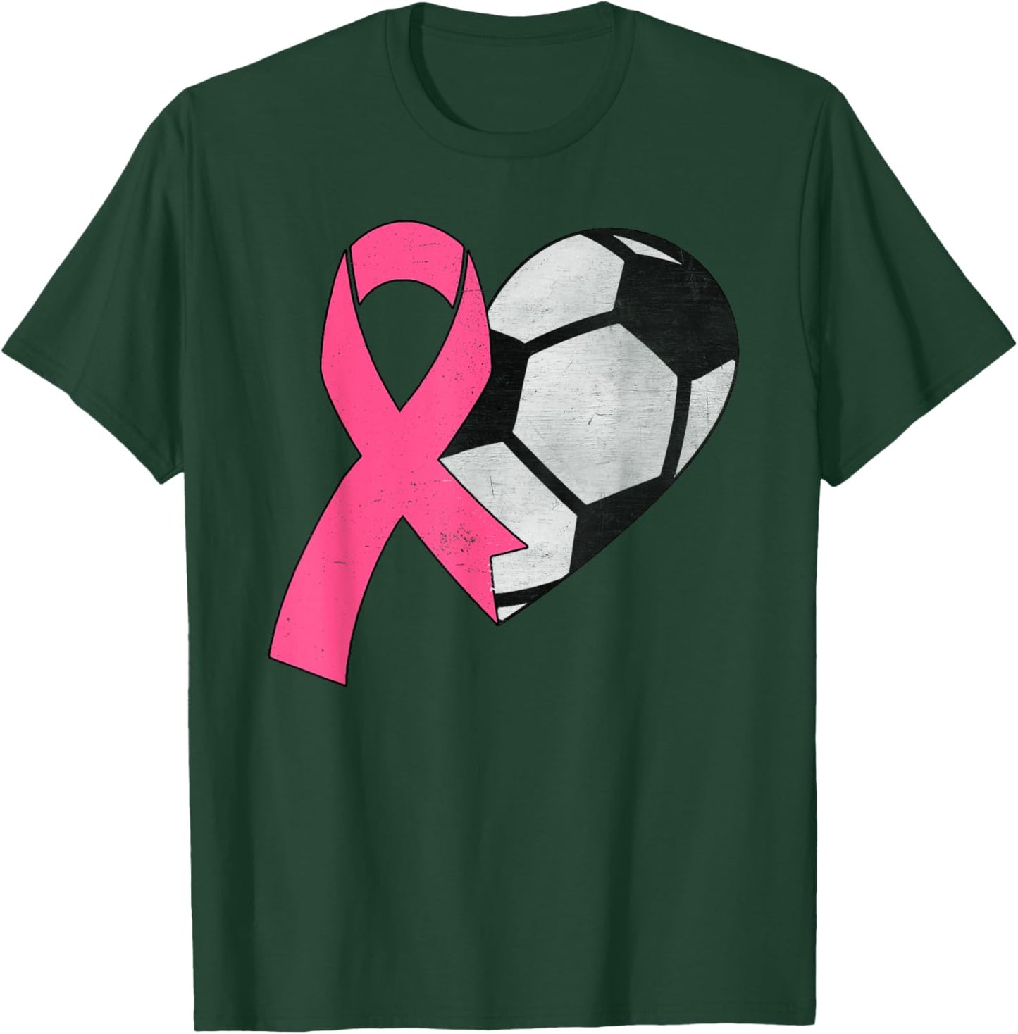 Pink Ribbon Soccer Ball Breast Cancer Awareness Month Women T-Shirt - T-Shirt | Forest