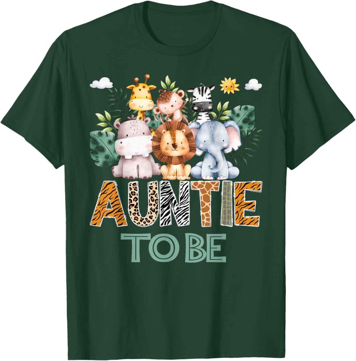 Soon To Be Auntie Jungle Animal Safari Gender Reveal T-Shirt - T-Shirt | Forest