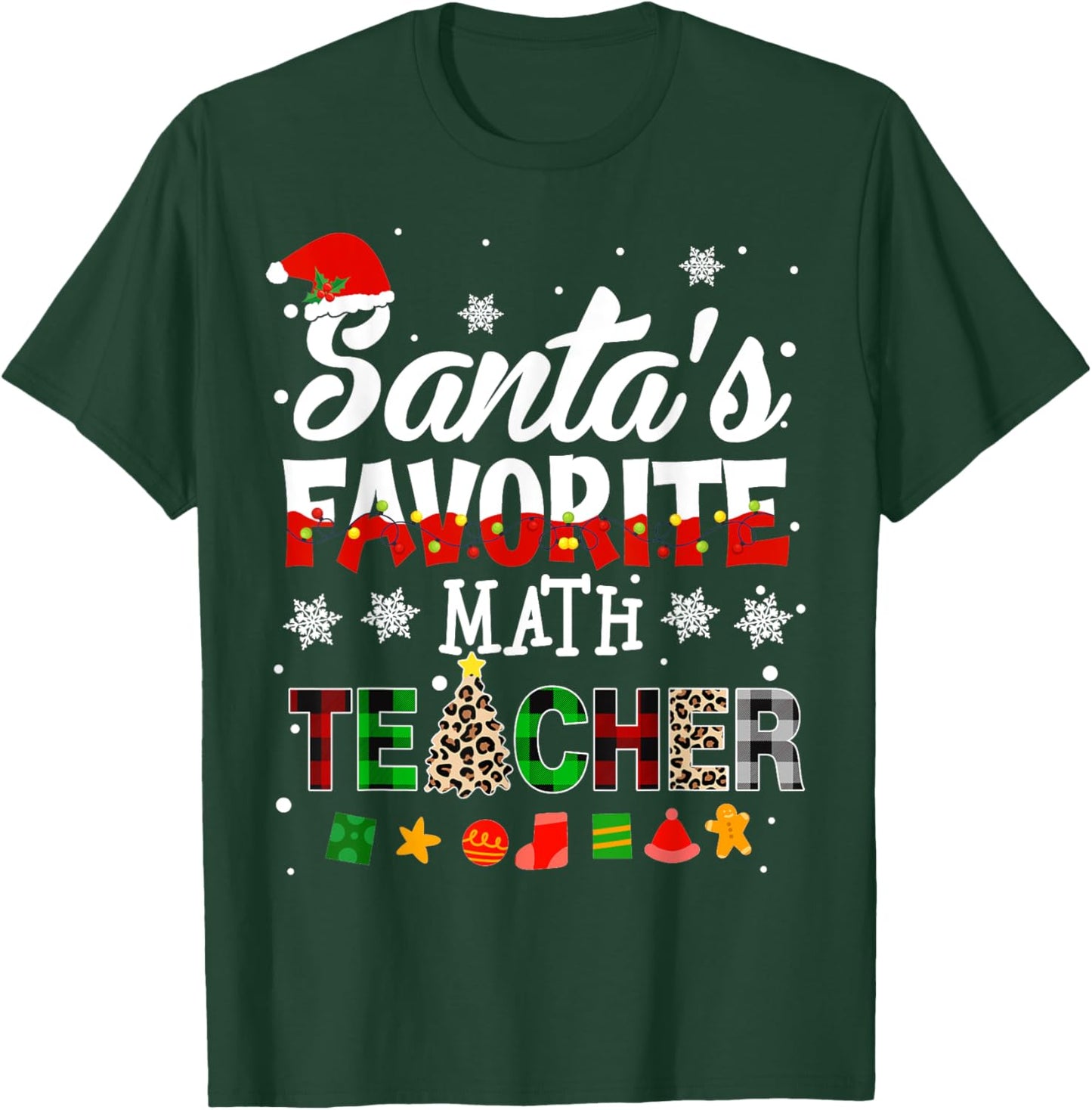Santa Favorite Math Teacher Christmas Matching T-Shirt - T-Shirt | Forest