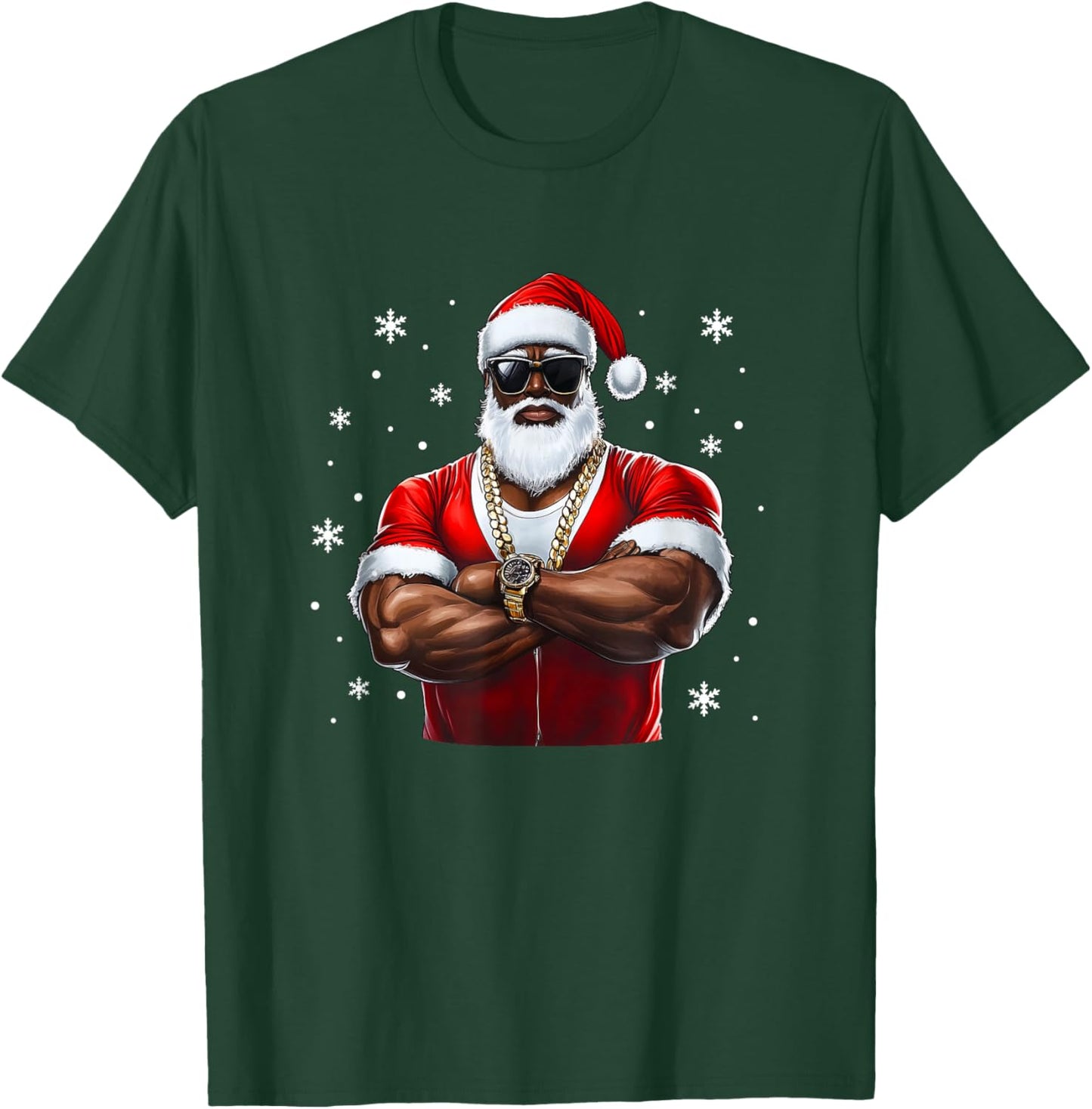 African American Santa Christmas Cool Afro Black X-Mas T-Shirt - T-Shirt | Forest