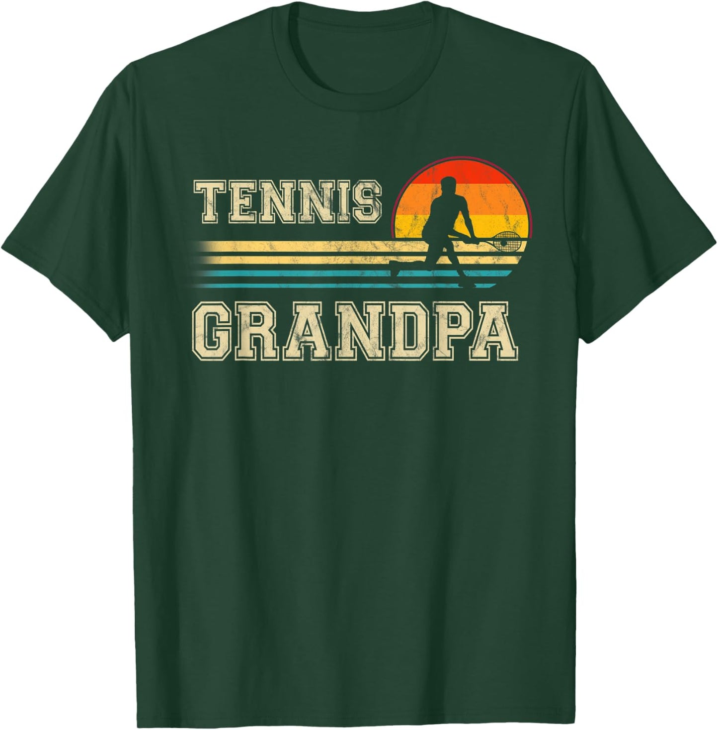 Vintage Retro Tennis Grandpa T shirt For Gift Sunset T-Shirt - T-Shirt | Forest