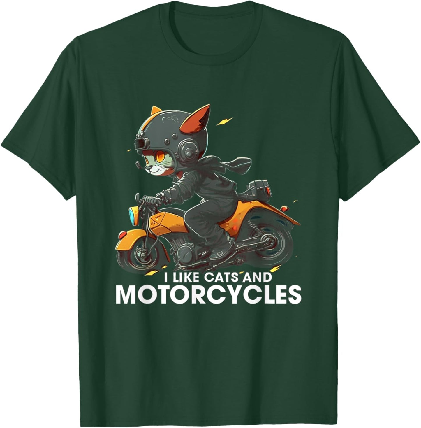 I Like Cats And Motorcycles cat riding motorcycle cute cat Men Women T-Shirt - T-Shirt | Forest
