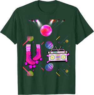 Retro Rollerskate Funny 80's Roller Disco Skating Girl Gifts T-Shirt - T-Shirt | Forest