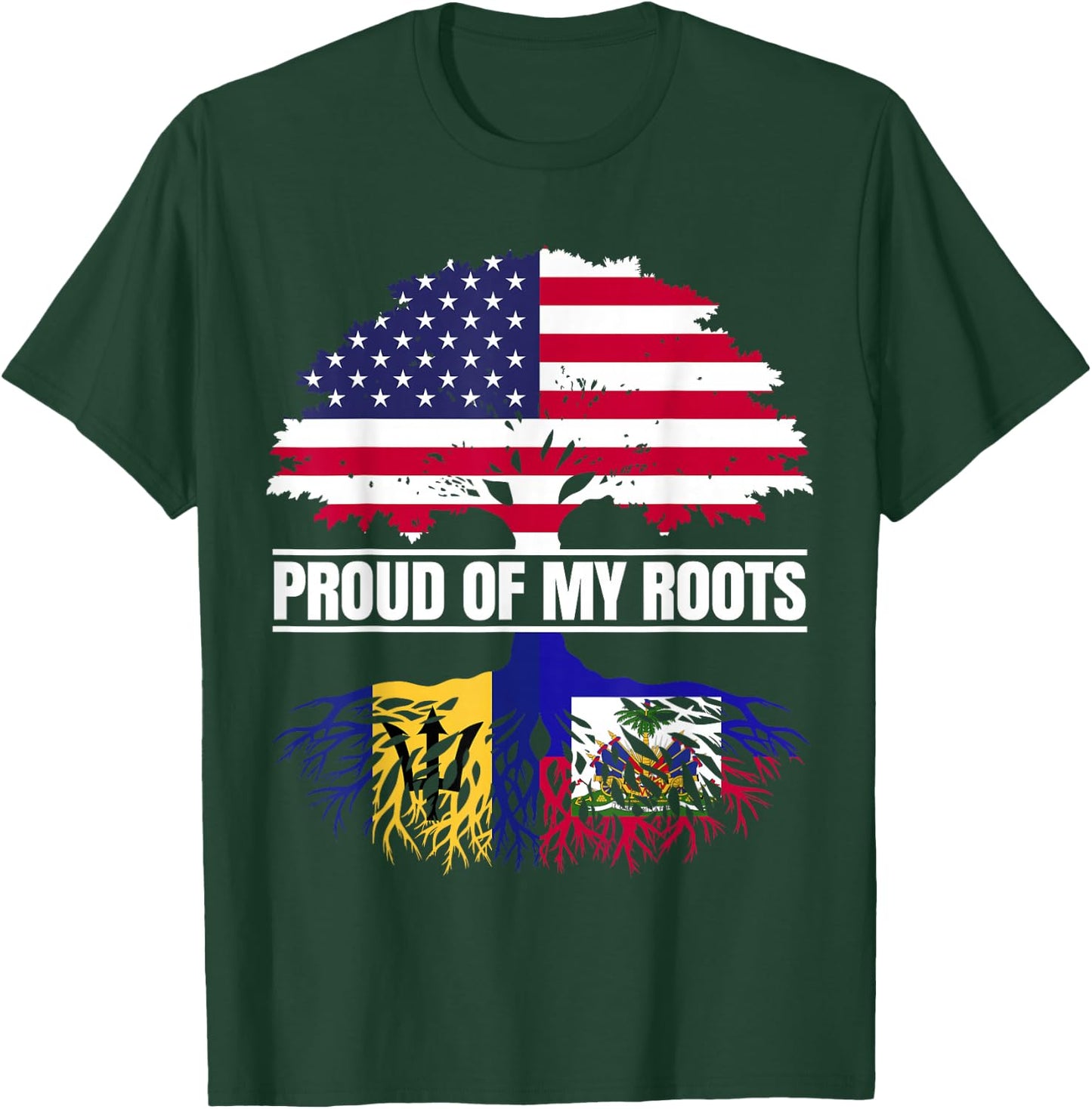 Barbados Haiti Heritage Proud of my Roots Bajan Haitian T-Shirt - T-Shirt | Forest