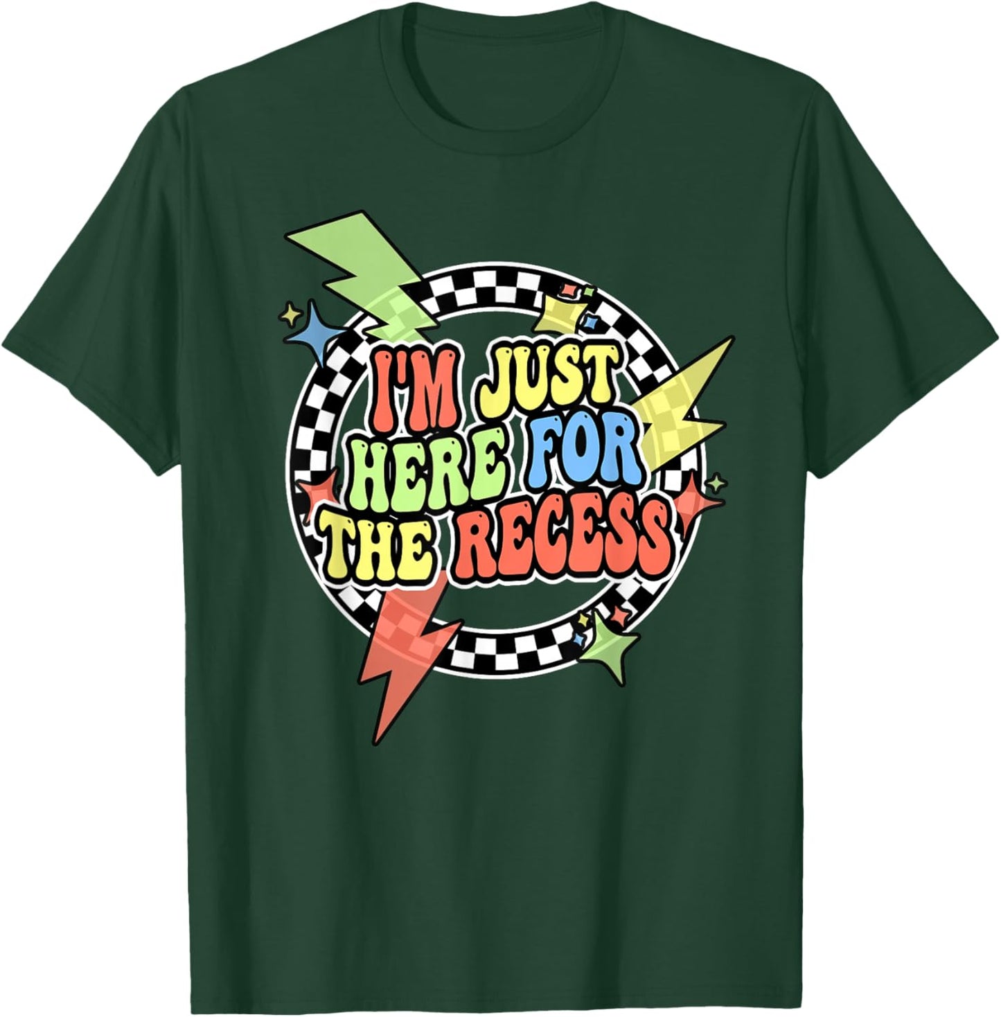 Retro Im Just Here For The Recess Shirt Recess Monitor Squad T-Shirt - T-Shirt | Forest