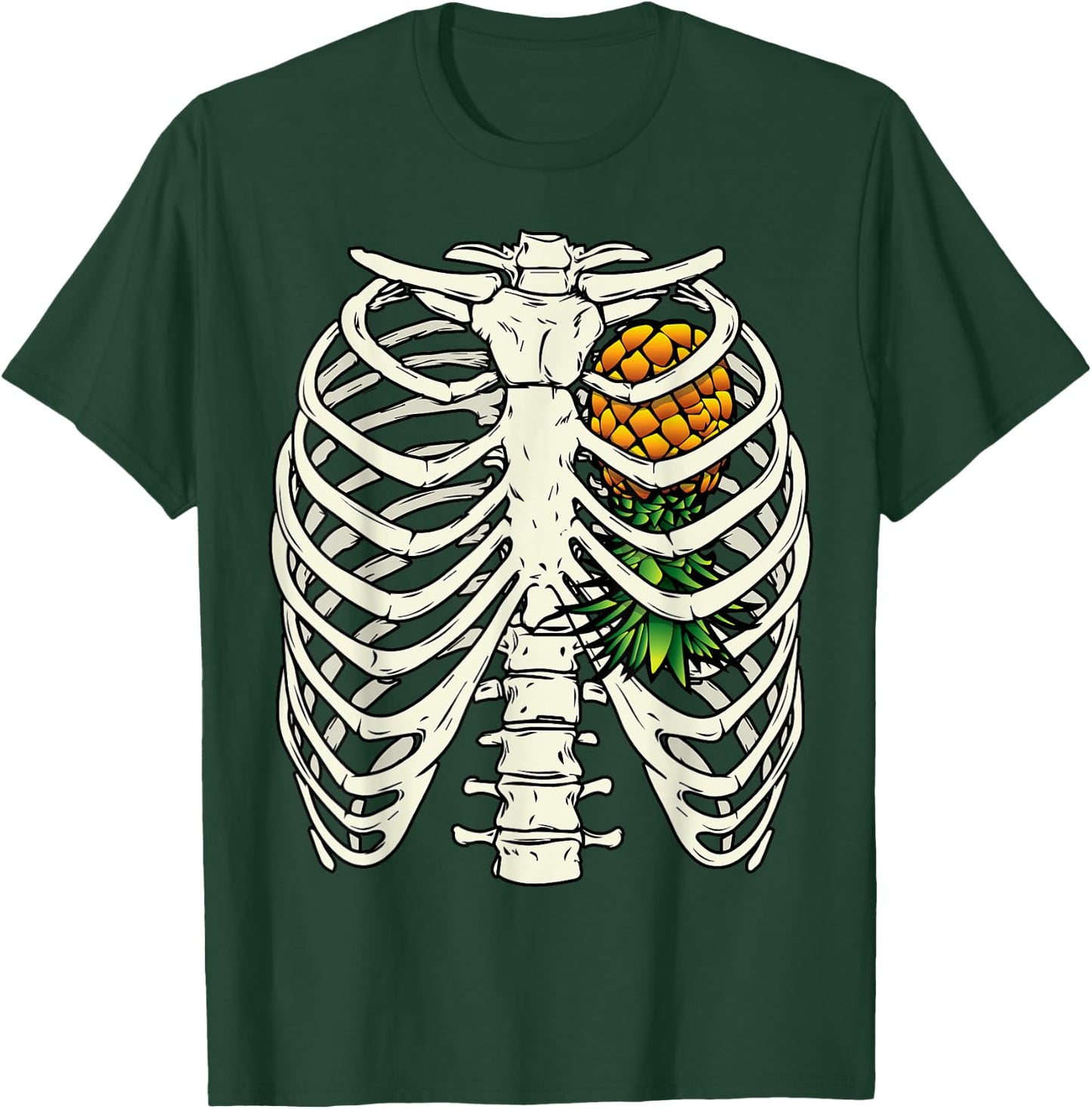 Halloween Upside Down Pineapple Swinger Skeleton Heart T-Shirt - T-Shirt | Forest