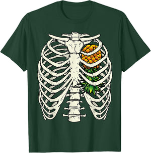 Halloween Upside Down Pineapple Swinger Skeleton Heart T-Shirt - T-Shirt | Forest