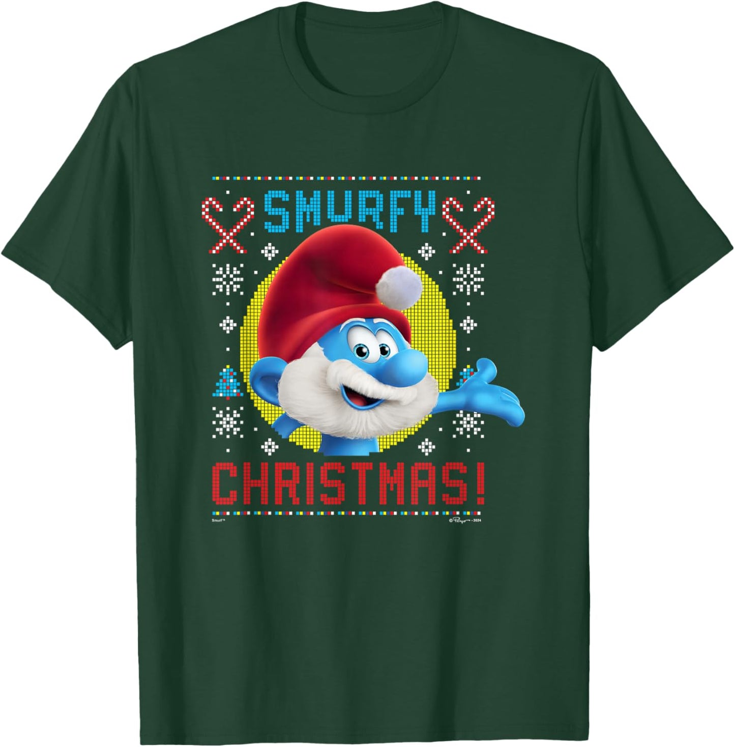 The Smurfs Papa Smurf Smurfy Christmas Ugly Sweater Logo T-Shirt - T-Shirt | Forest