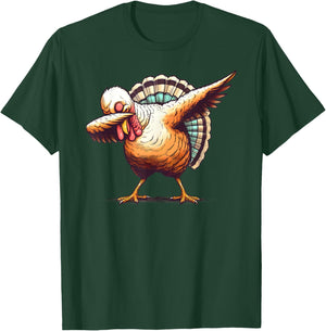 Funny Dabbing Turkey Thanksgiving Day Pilgrim Boys Girls Dab T-Shirt - T-Shirt | Forest