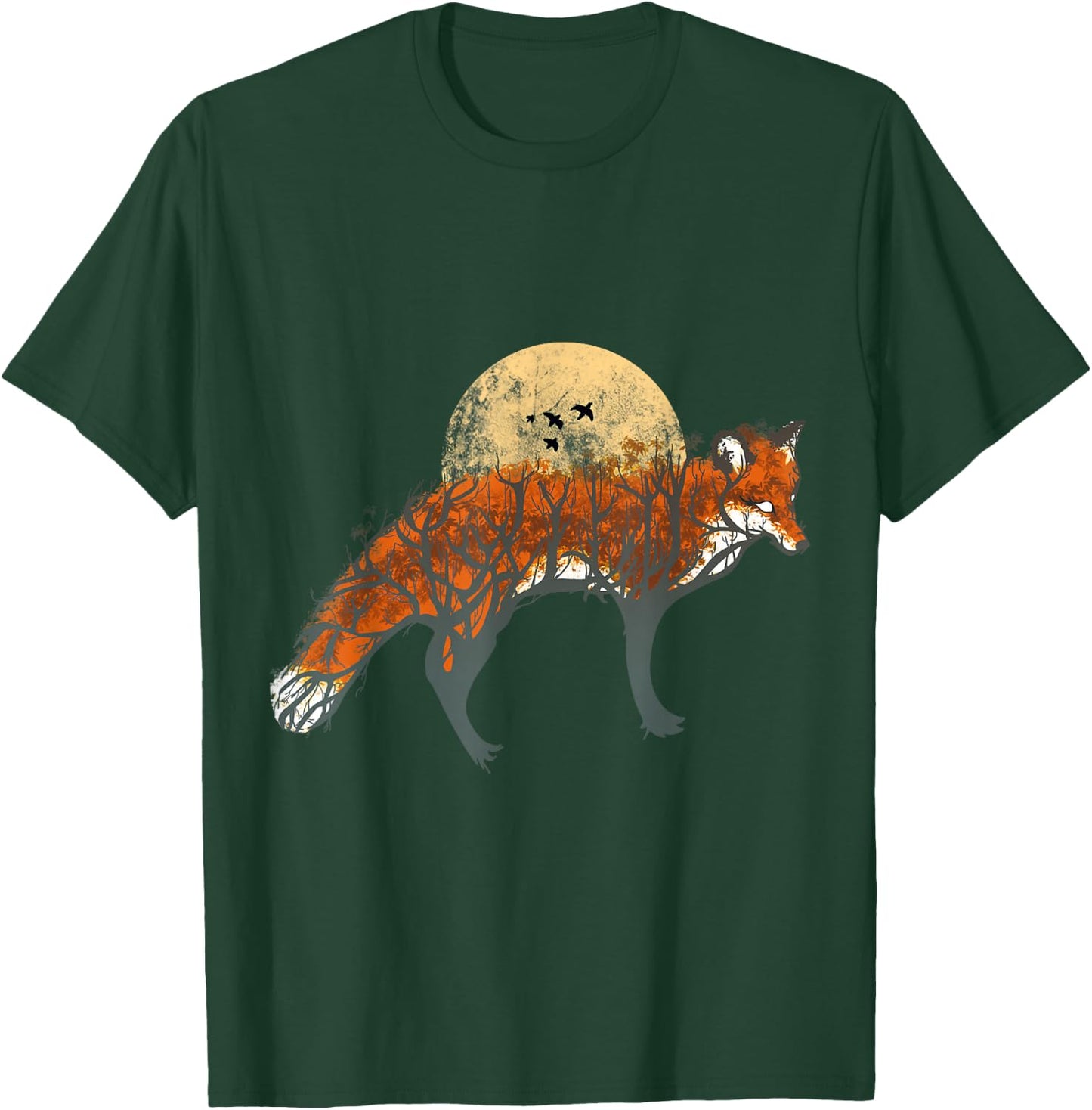 Fox Beautiful Animal Fall Tree Forest Vintage Fox Lover T-Shirt - T-Shirt | Forest
