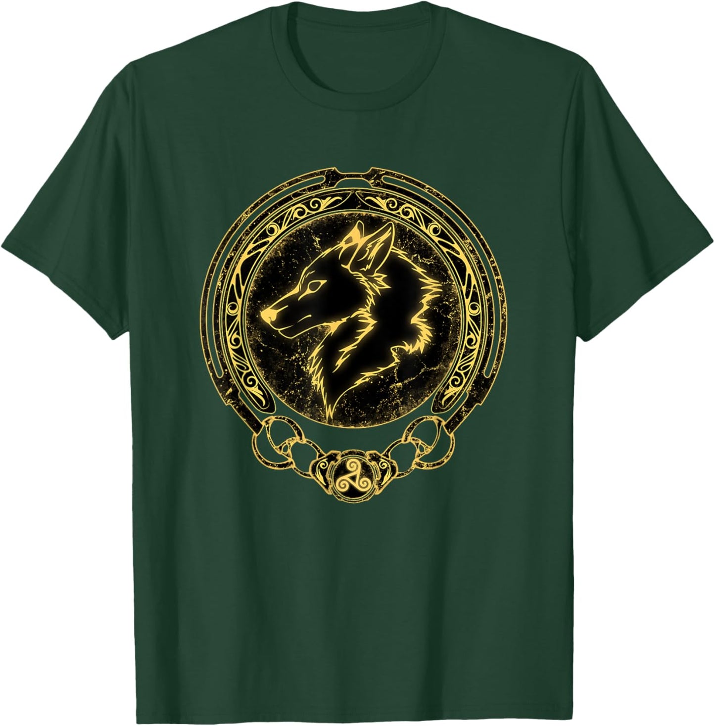 Viking Fenrir Fenris Wolf Celtic Triskelion Symbol T-Shirt - T-Shirt | Forest