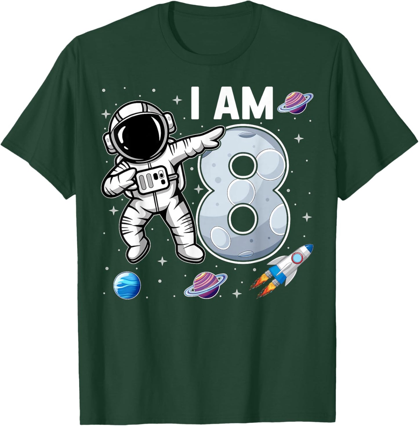 I'm 8 Dabbing Astronaut Space Kids 8th Birthday Party T-Shirt - T-Shirt | Forest
