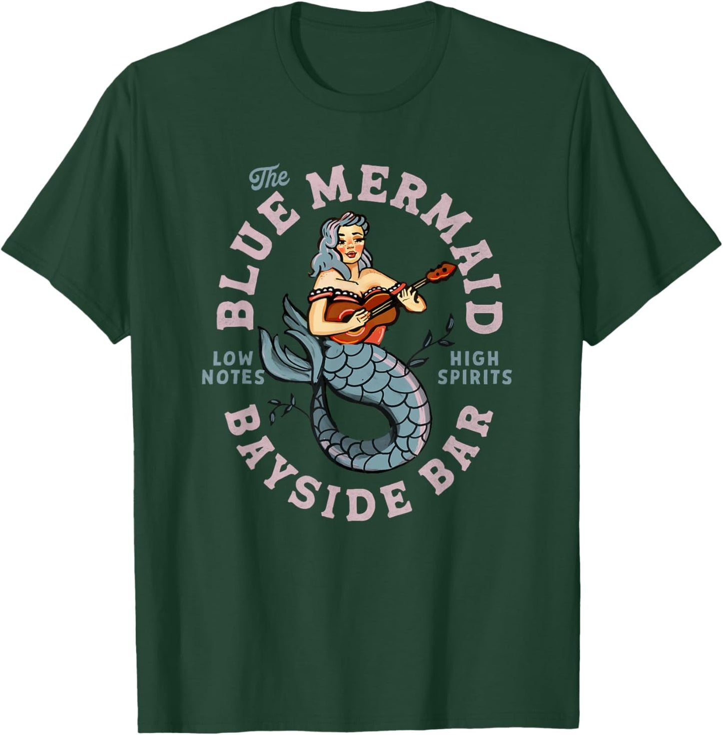 Sailor Mermaid Tattoo Vintage Guitar Music Travel Dive Bar T-Shirt - T-Shirt | Forest