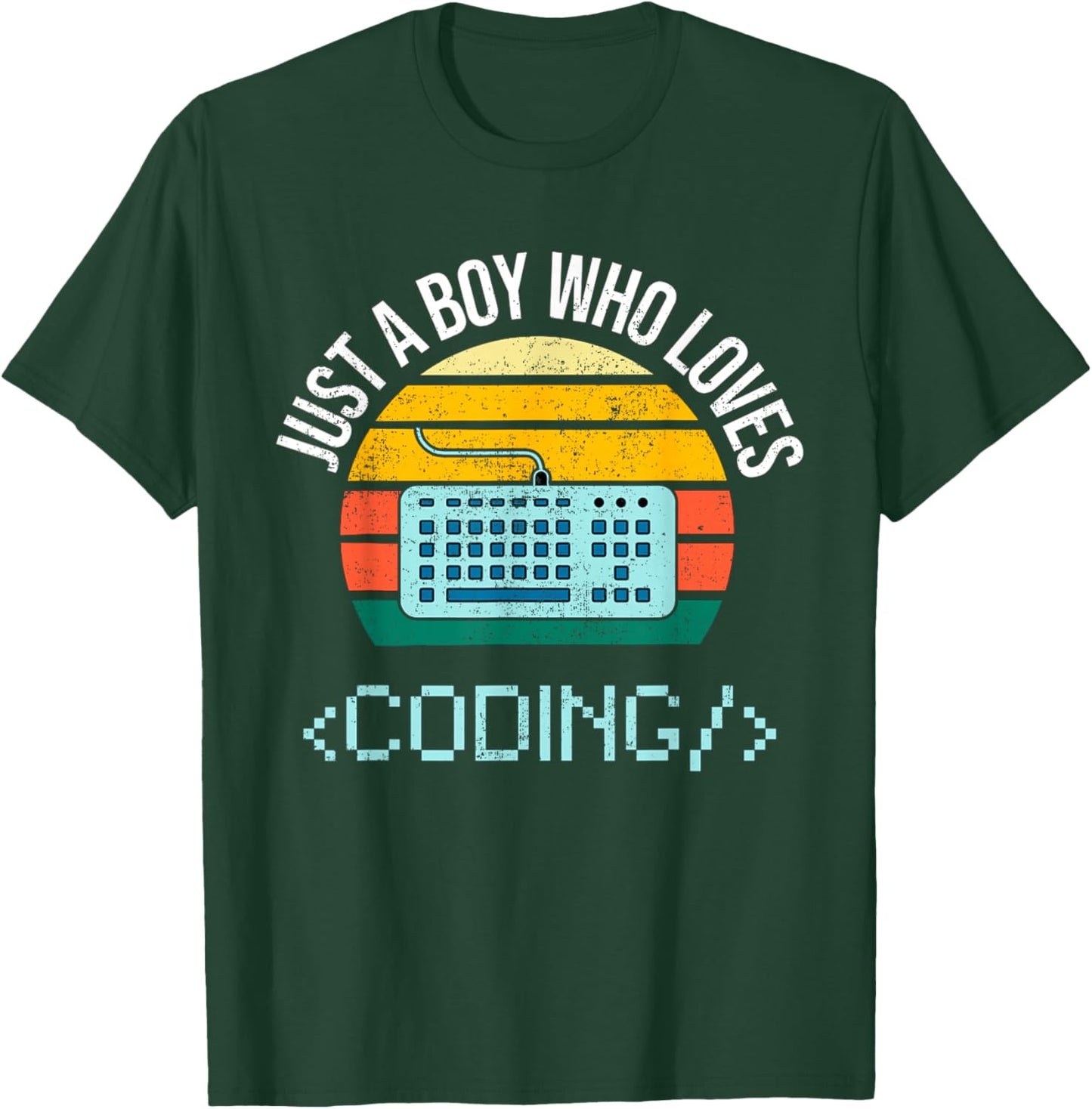Just A Boy Who Loves Coding Computer Funny T-Shirt - T-Shirt | Forest