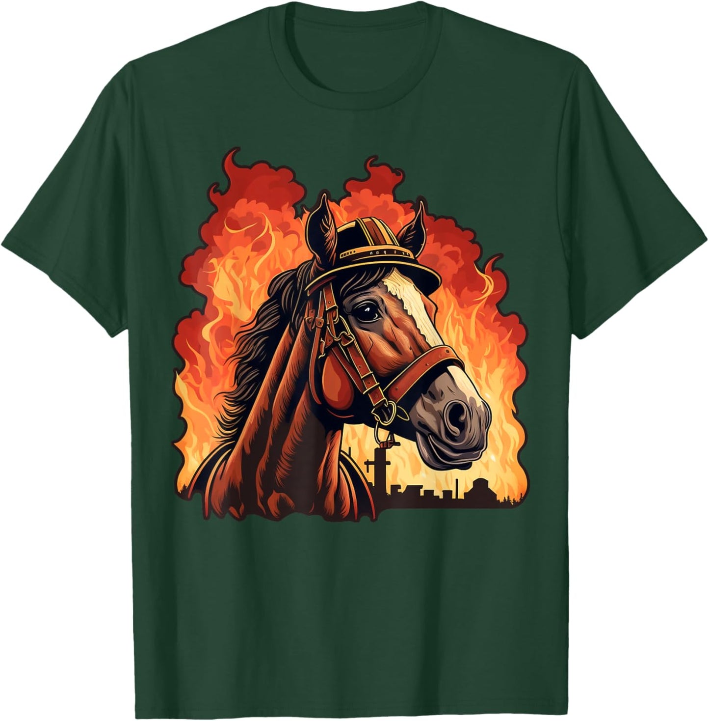 Horse Fireman on Firefighter Horse T-Shirt - T-Shirt | Forest
