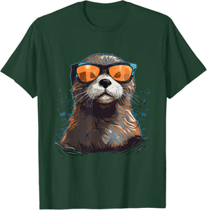 Otter With Sunglasses T-Shirt - T-Shirt | Forest
