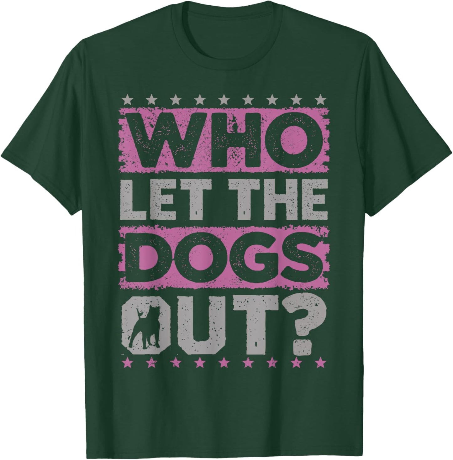 Funny Dog & Dog Toys Supplies Dog Owner 'Who Let The Dogs Out?' - Black, Small, , Short Sleeve, Regular Fit, Cotton & Polyester Blend T-Shirt - T-Shirt | Forest