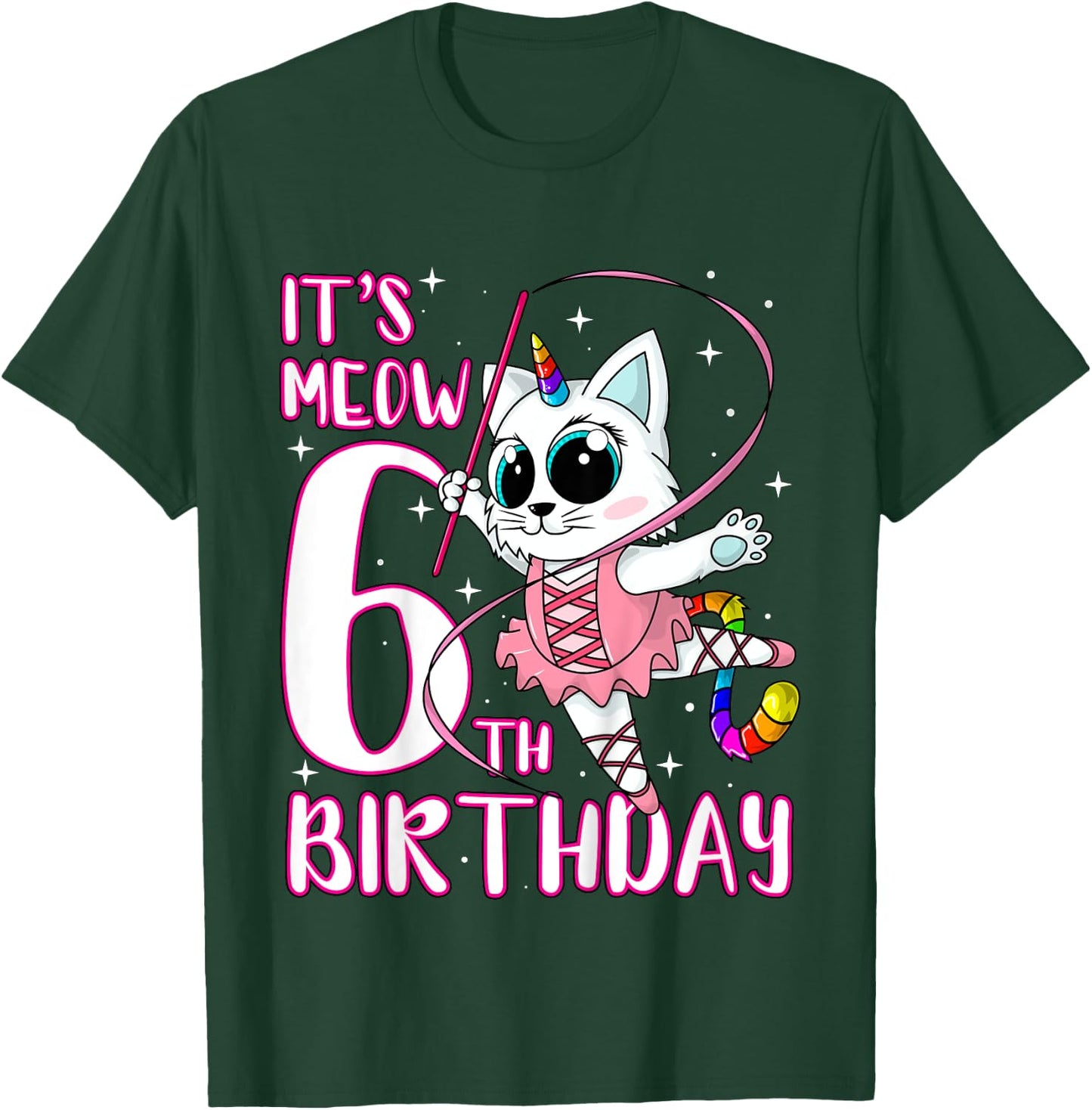 Its Meow 6th Birthday Caticorn Unicorn Kittycorn Girls Gift T-Shirt - T-Shirt | Forest