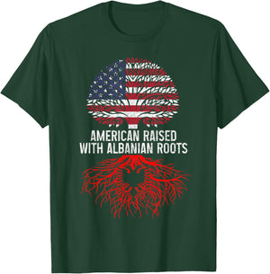 Albania Albanian American Flag Pride Roots Vintage Patriotic T-Shirt - T-Shirt | Forest
