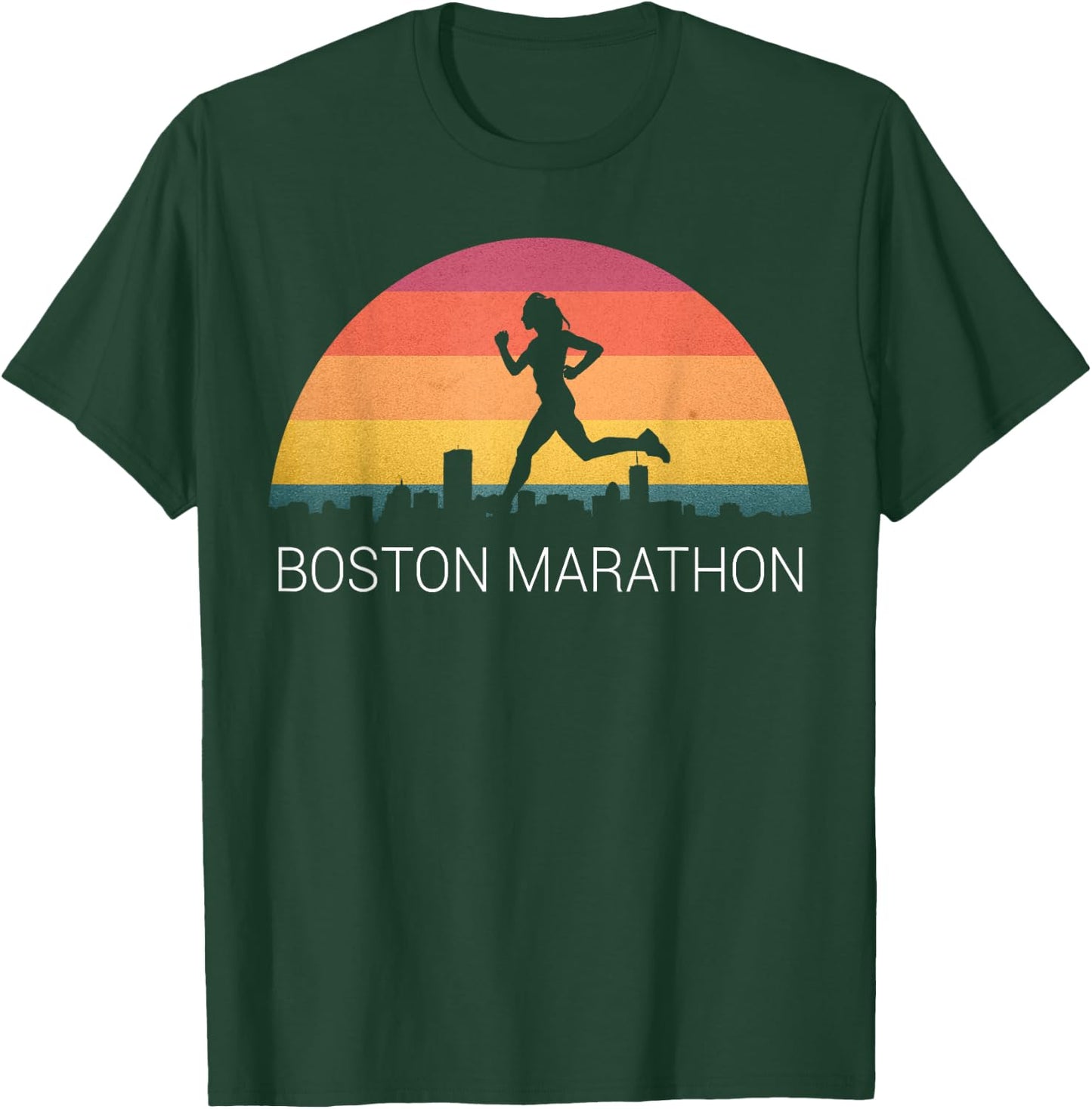Boston 26.2 Miles 2021 Marathon Running Friend Support Gifts T-Shirt - T-Shirt | Forest