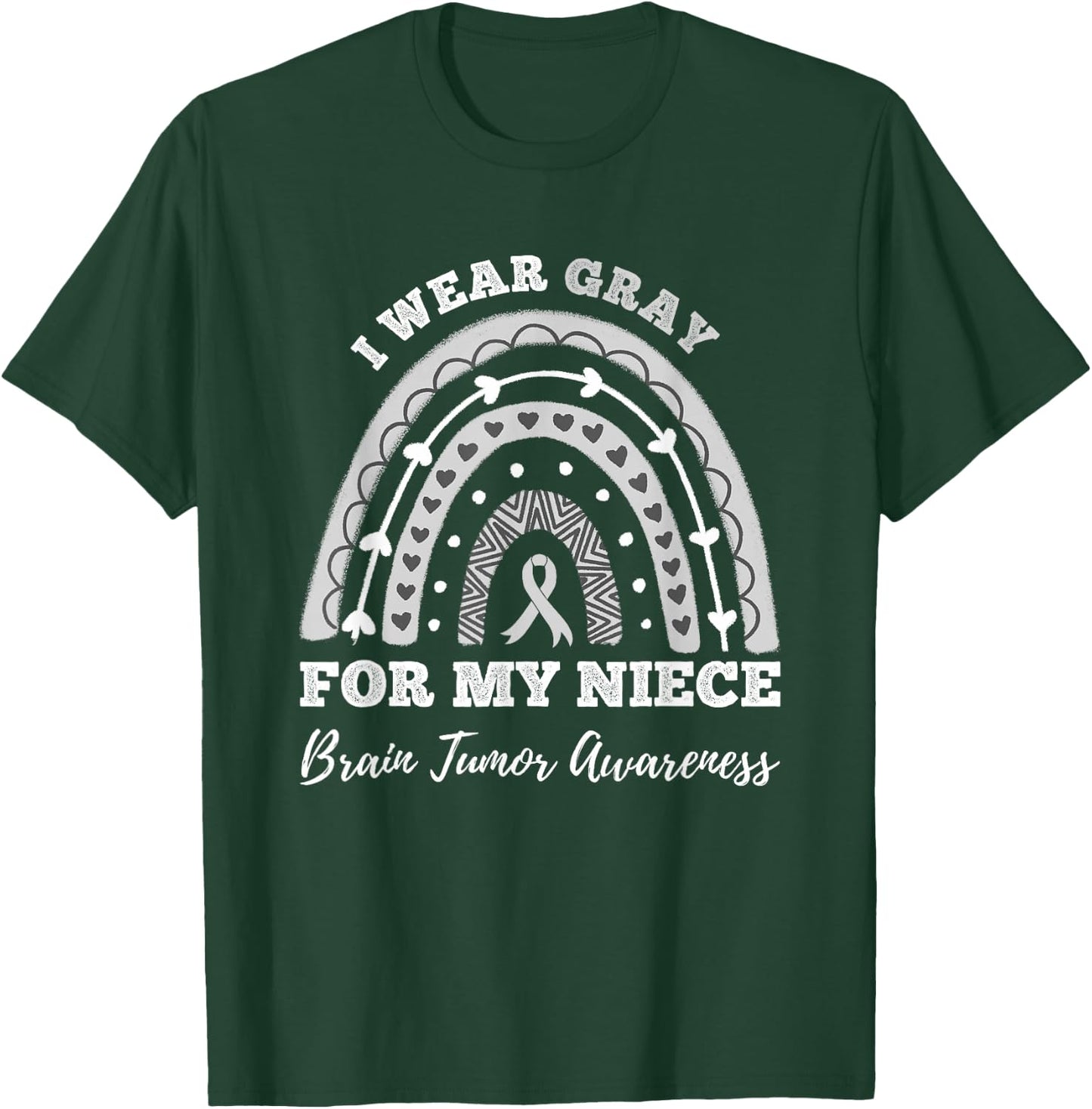 Rainbow I Wear Gray For My Niece Brain Tumor Awareness T-Shirt - T-Shirt | Forest