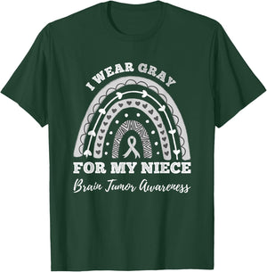 Rainbow I Wear Gray For My Niece Brain Tumor Awareness T-Shirt - T-Shirt | Forest