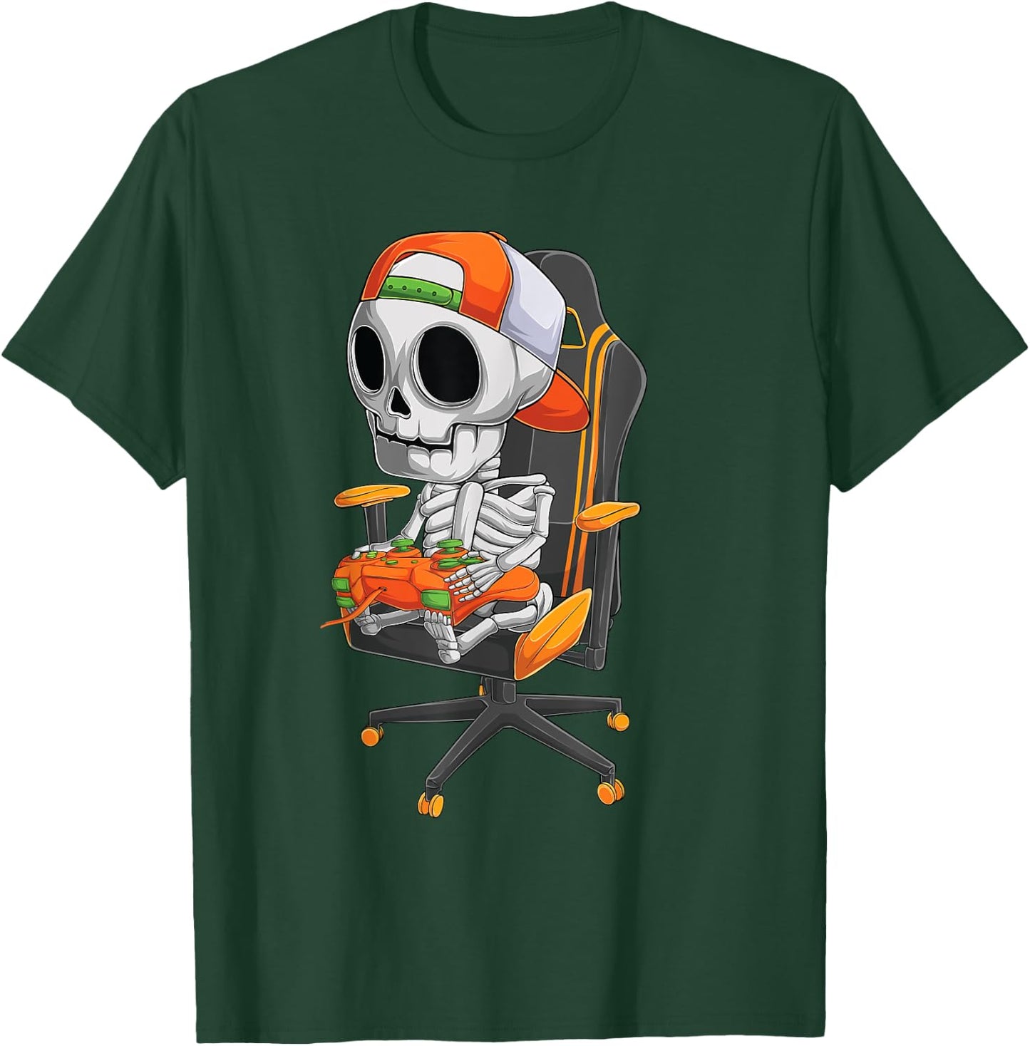 Halloween skeleton gamer video gaming boys men kids teens T-Shirt - T-Shirt | Forest