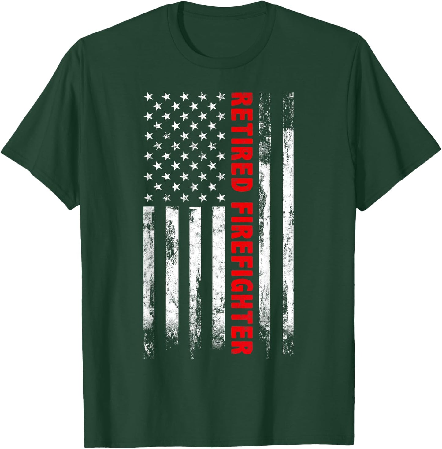 Retired Firefighter Thin Red line American flag Gift Fireman T-Shirt - T-Shirt | Forest