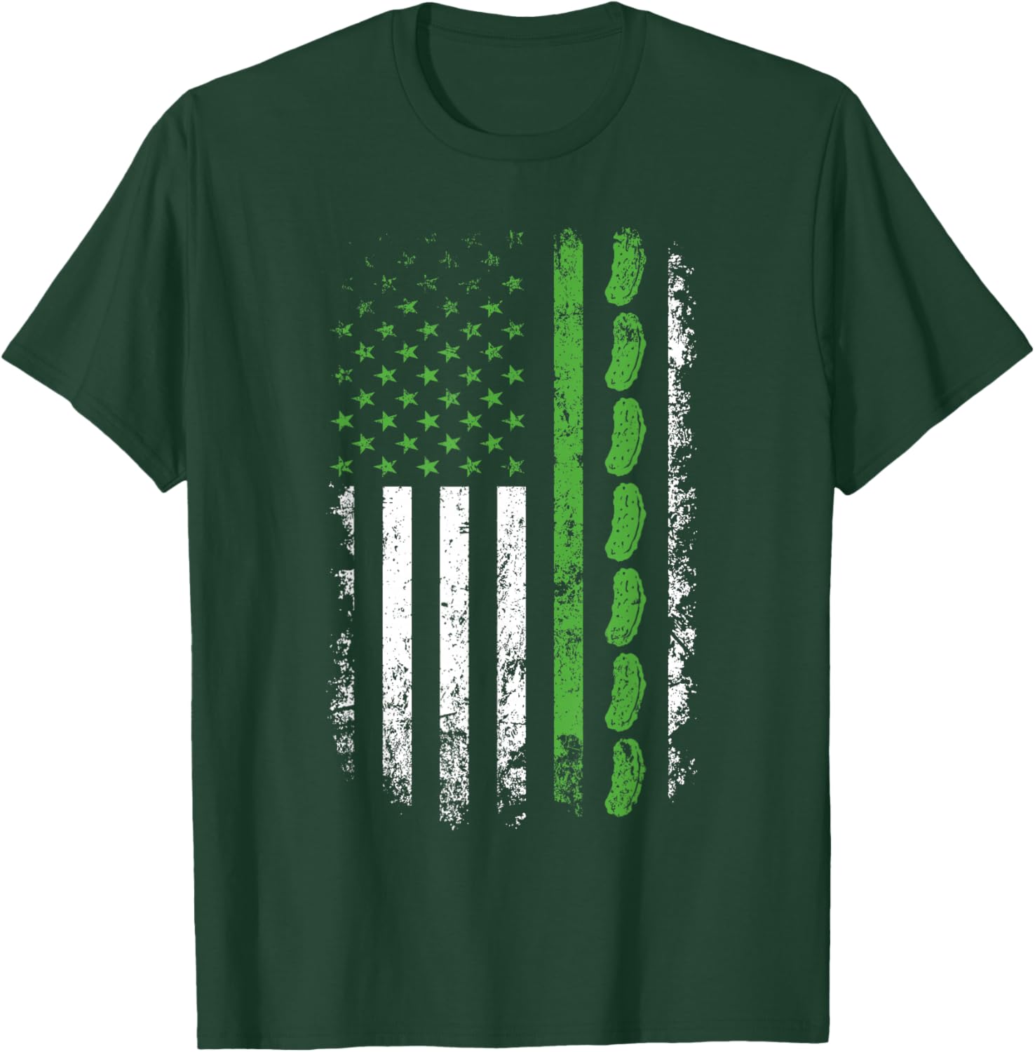 Pickle Cucumber US American Flag for Pickle Lovers Men Women T-Shirt - T-Shirt | Forest