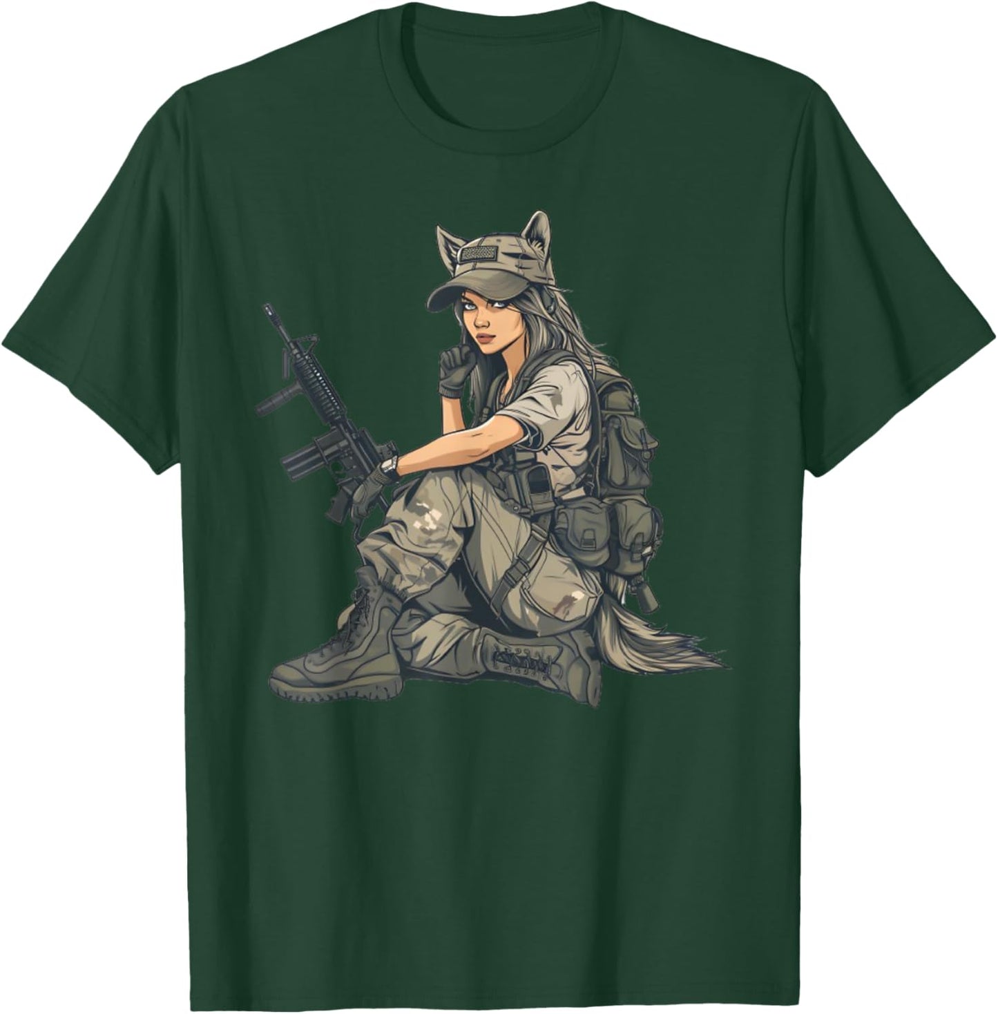 Army Wolf Girl - Wolf Sniper T-Shirt - T-Shirt | Forest