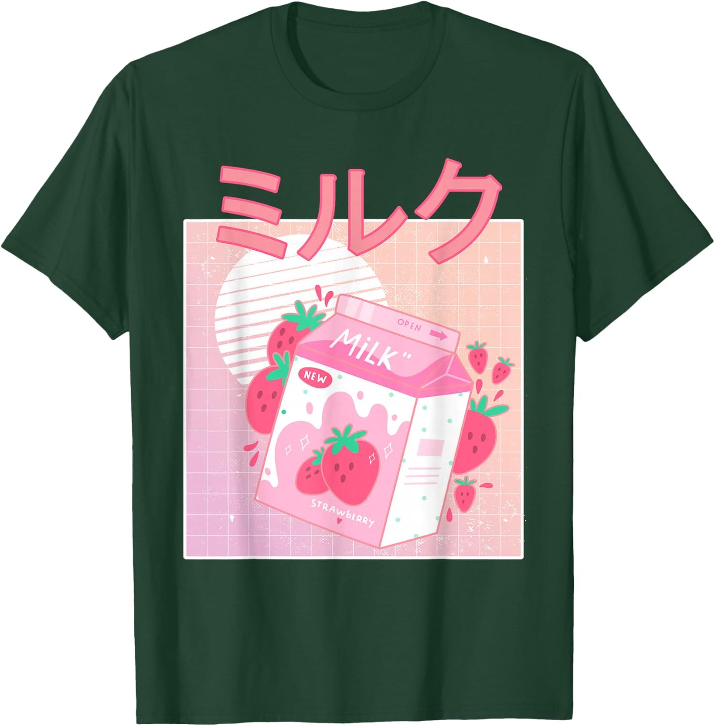 Funny Retro 90s Japanese Kawaii Strawberry Milk Shake Carton T-Shirt - T-Shirt | Forest