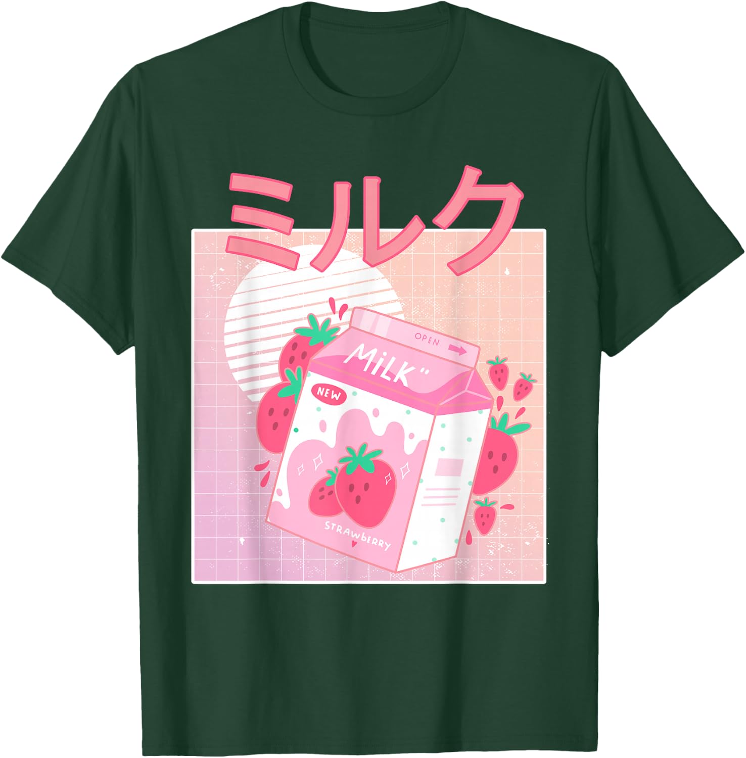 Funny Retro 90s Japanese Kawaii Strawberry Milk Shake Carton T-Shirt - T-Shirt | Forest