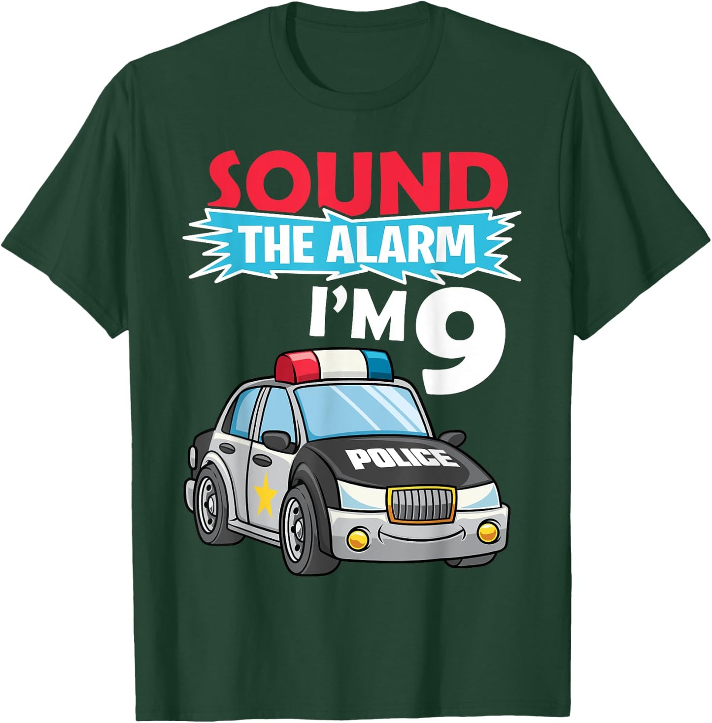 Birthday Boy Shirt 9 Years Old Kids Police Car Policeman Cop T-Shirt - T-Shirt | Forest