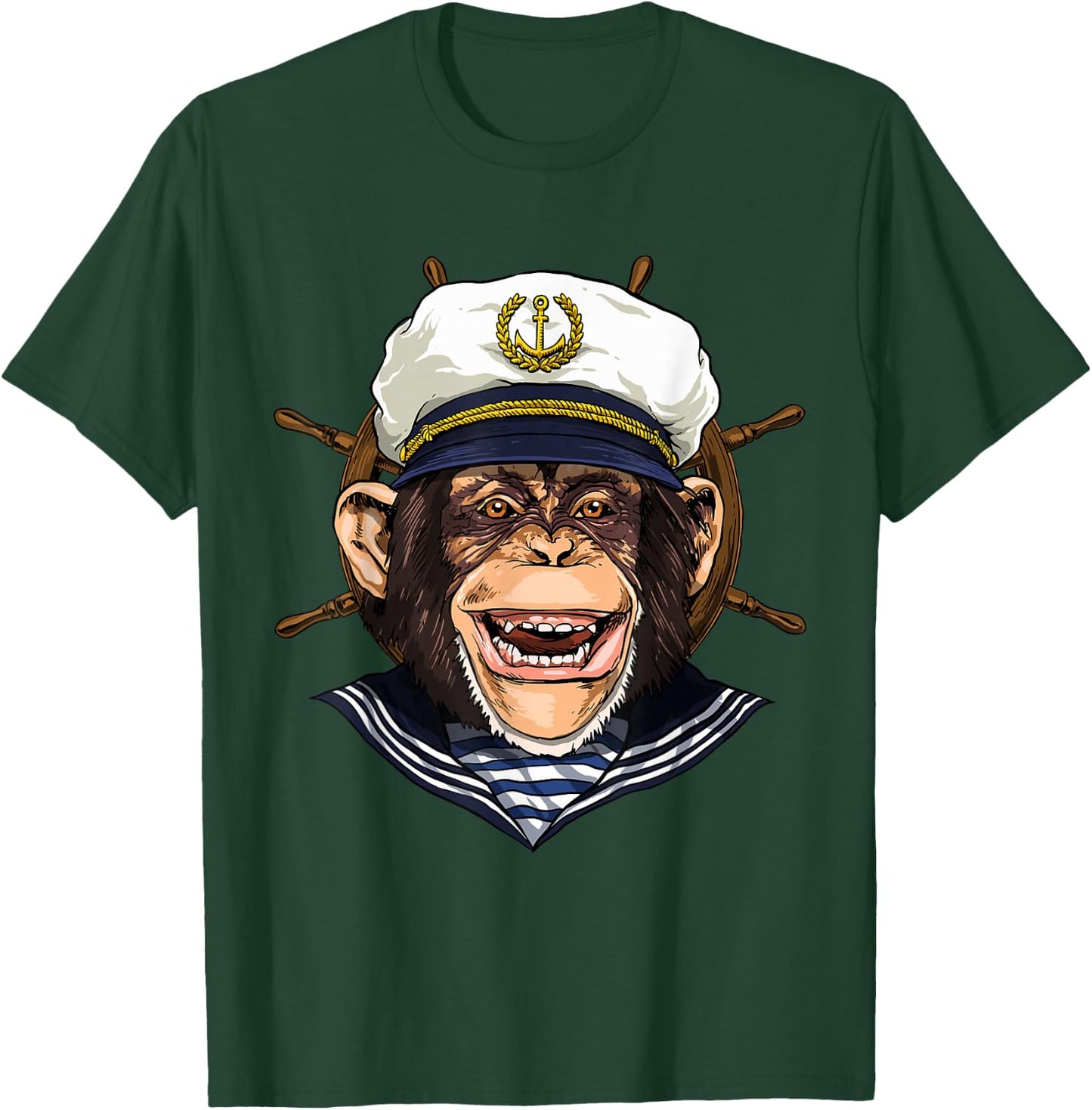 Boat Captain Monkey Boat Lover Owners Sailor Monkey Lover T-Shirt - T-Shirt | Forest