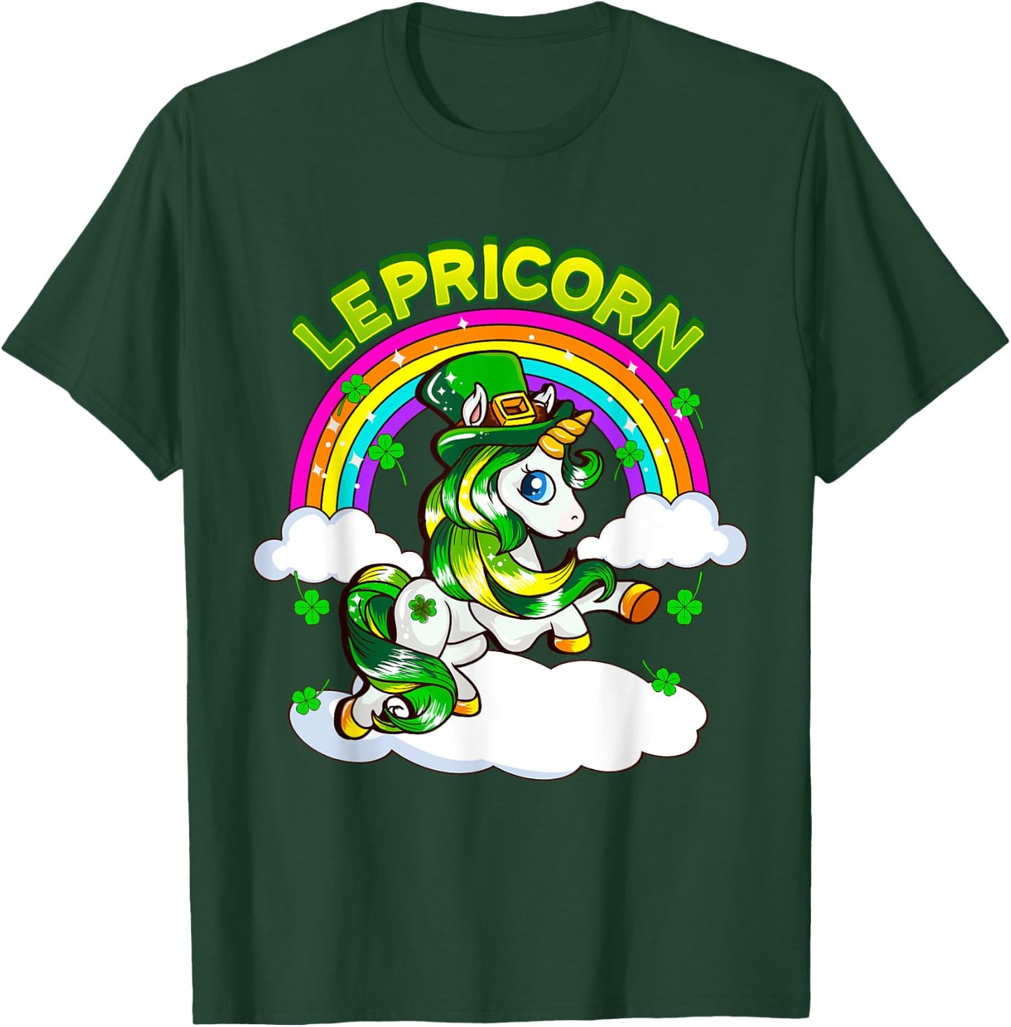 St Patricks Day Girls Unicorn Irish Lepricorn Women Youth T-Shirt - T-Shirt | Forest