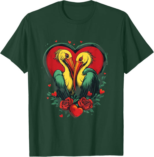 Goblincore Pelican Graphic for Valentines Day Men Women T-Shirt - T-Shirt | Forest