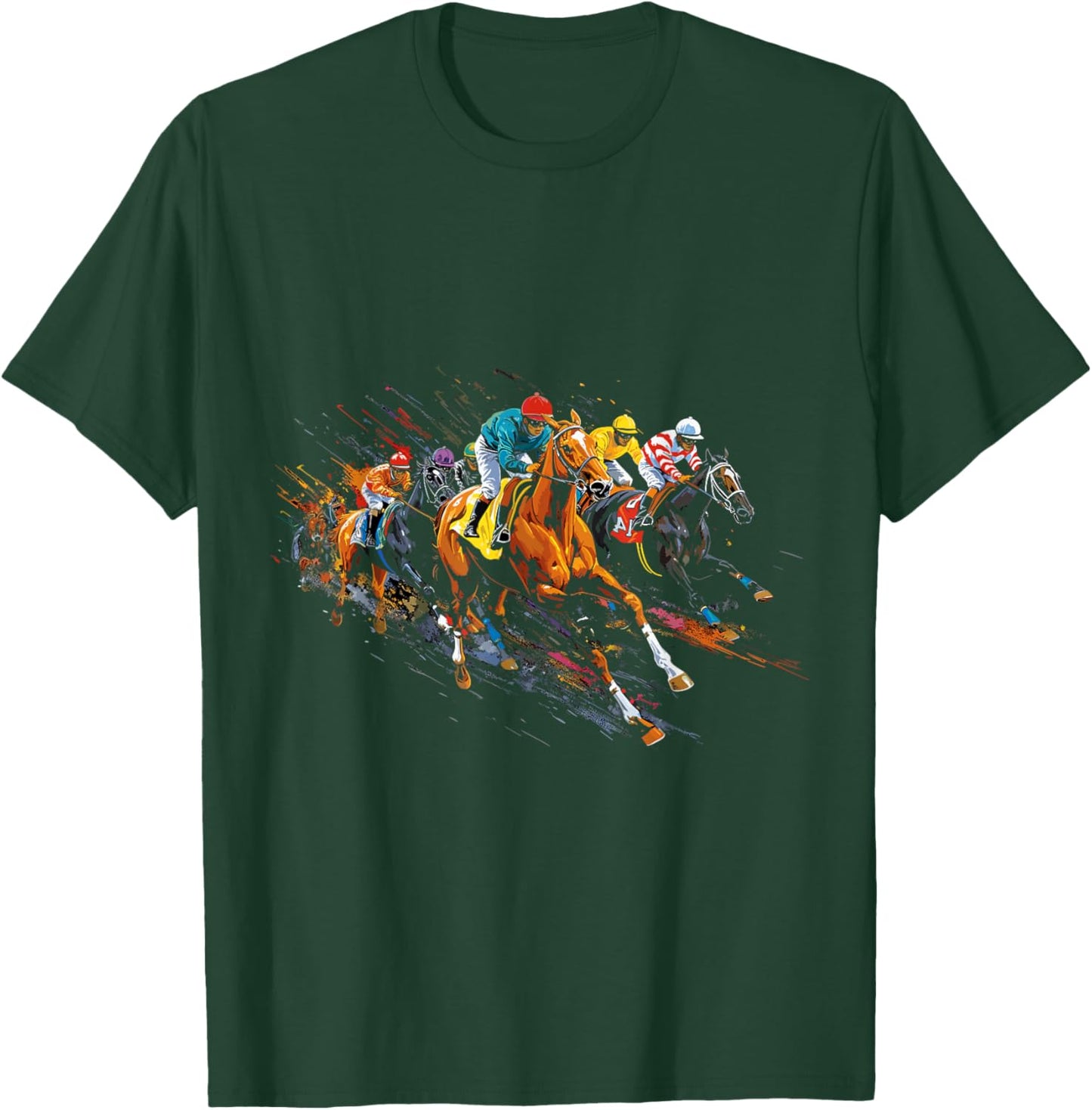 Funny Horse Racing Jockey Racer Derby Rider Race Track T-Shirt - T-Shirt | Forest